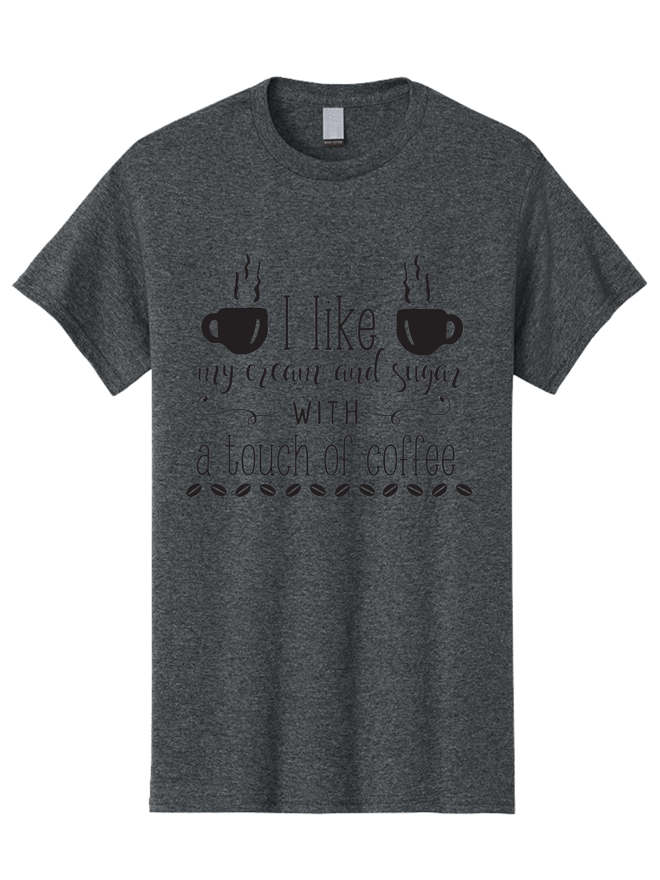 I-Like-My-Cream-And-Sugar Men'S Graphic Tee, 100% Cotton, Comfortable Casual Summer Wear, Machine Washable, Coffee Quote, Funny Coffee Sayings, Coffee Humor, Coffee Lover, Coffee Addiction, Morning Motivation, Coffee Beans, Steaming Cups Aac851