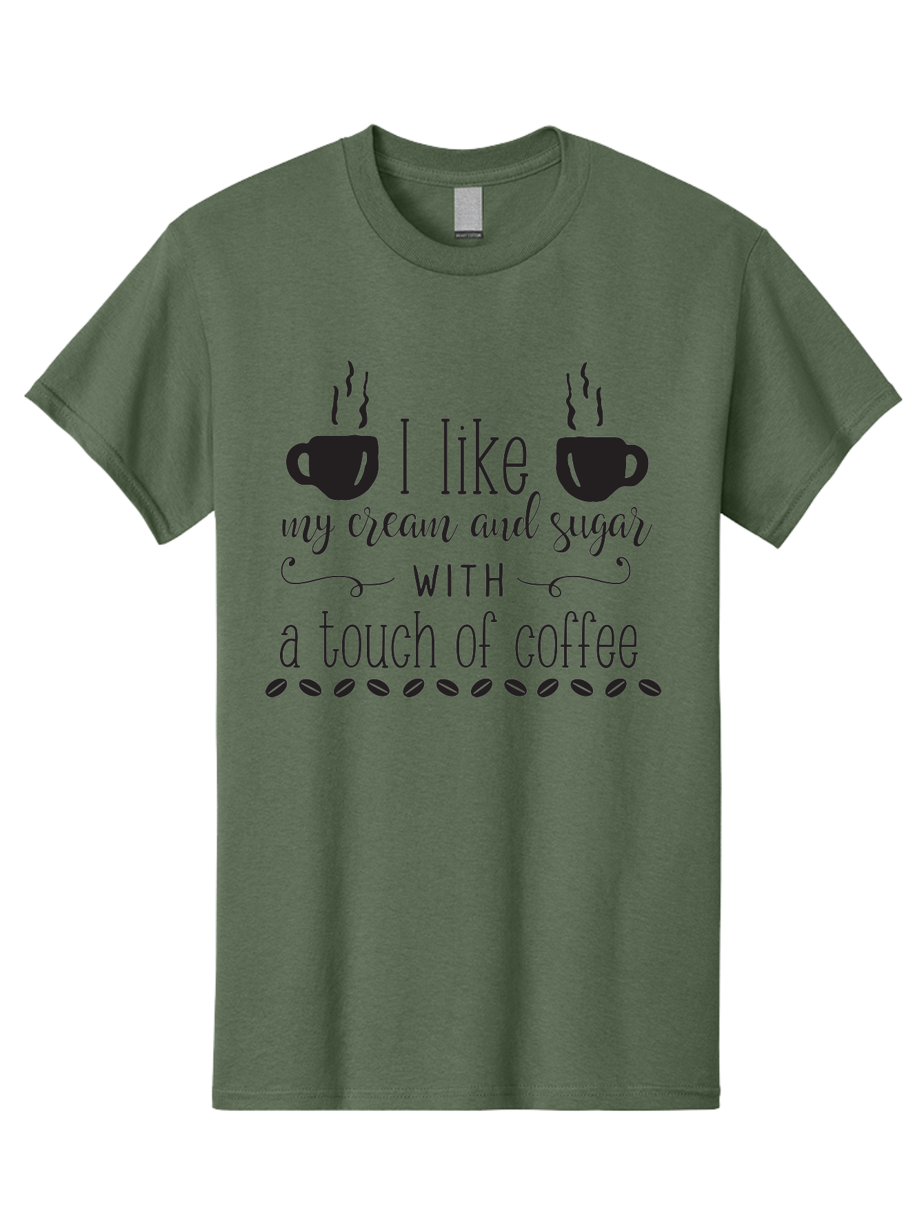 I-Like-My-Cream-And-Sugar Men'S Graphic Tee, 100% Cotton, Comfortable Casual Summer Wear, Machine Washable, Coffee Quote, Funny Coffee Sayings, Coffee Humor, Coffee Lover, Coffee Addiction, Morning Motivation, Coffee Beans, Steaming Cups Aac851