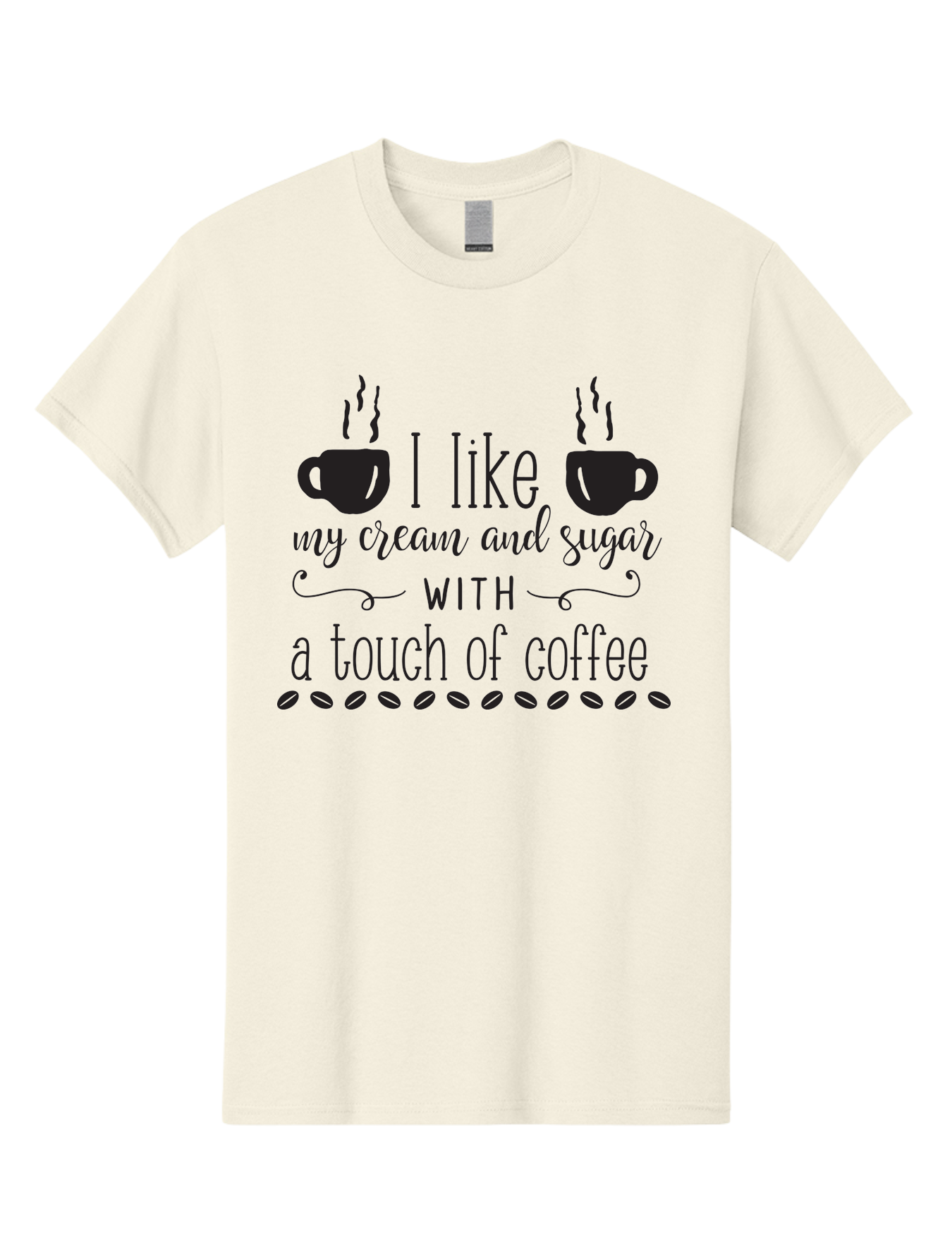 I-Like-My-Cream-And-Sugar Men'S Graphic Tee, 100% Cotton, Comfortable Casual Summer Wear, Machine Washable, Coffee Quote, Funny Coffee Sayings, Coffee Humor, Coffee Lover, Coffee Addiction, Morning Motivation, Coffee Beans, Steaming Cups Aac851