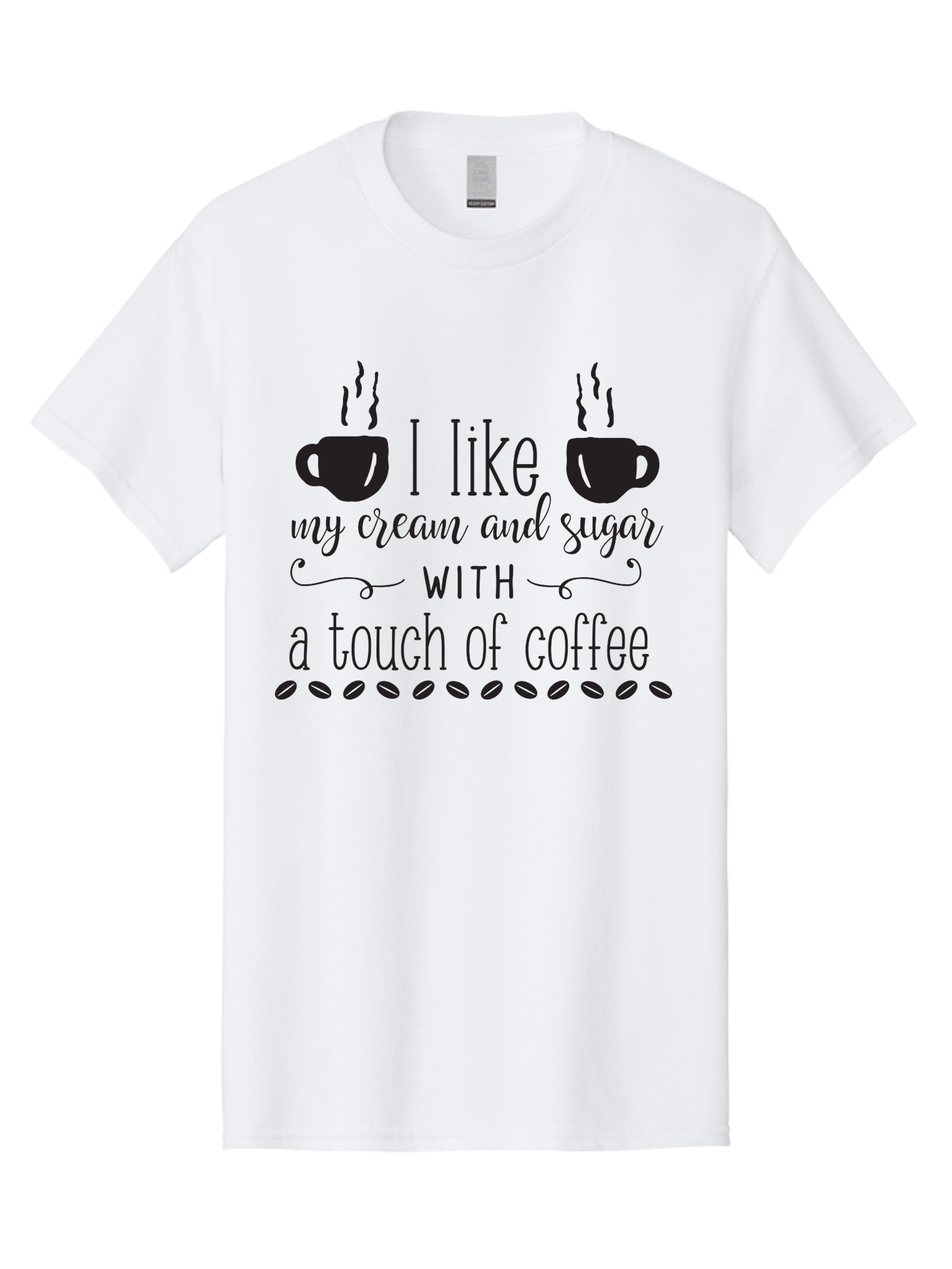 I-Like-My-Cream-And-Sugar Men'S Graphic Tee, 100% Cotton, Comfortable Casual Summer Wear, Machine Washable, Coffee Quote, Funny Coffee Sayings, Coffee Humor, Coffee Lover, Coffee Addiction, Morning Motivation, Coffee Beans, Steaming Cups Aac851