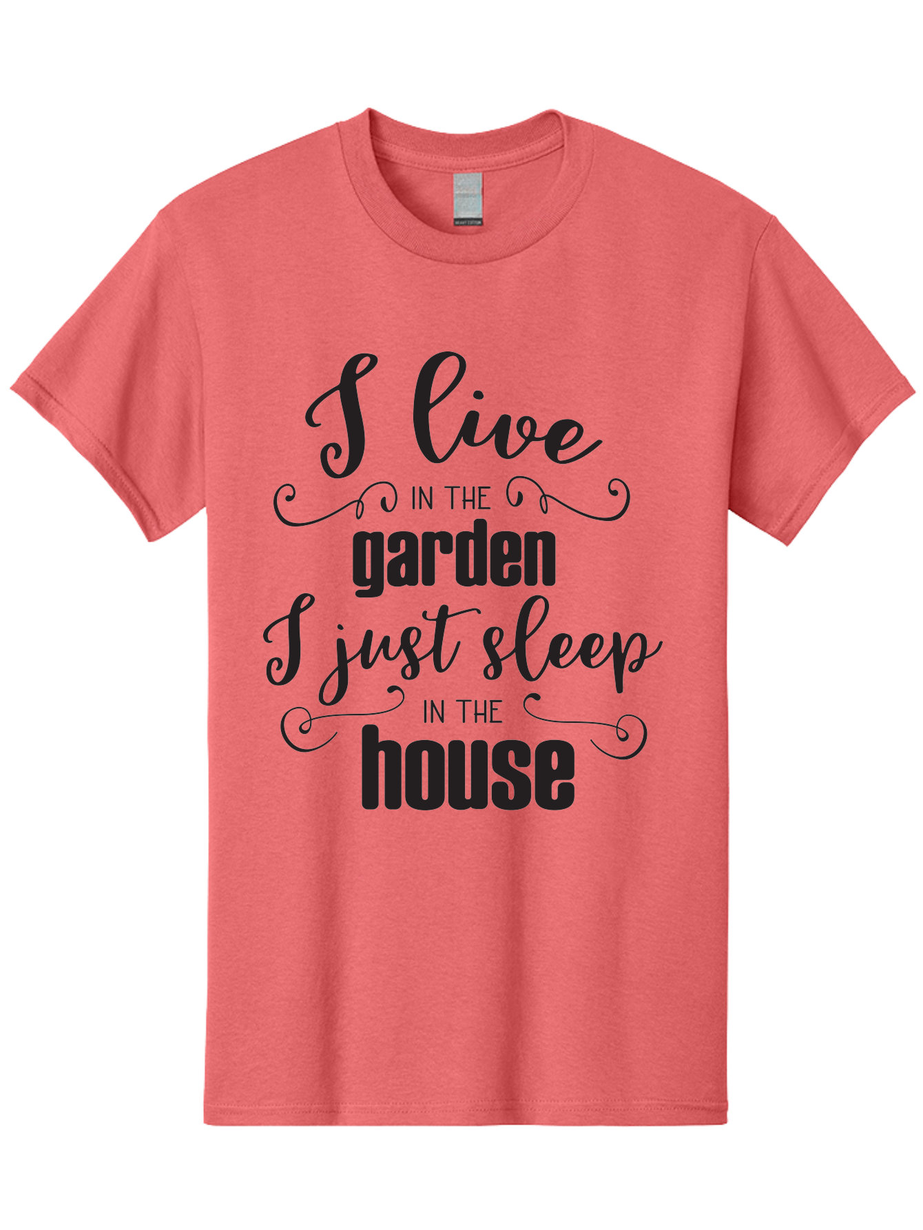 I-Live-In-The-Garden-I-Just-Sleep-In-The-House Men'S Graphic Tee, 100% Cotton, Comfortable Casual Summer Wear, Machine Washable, Inspirational Quote, Garden Lover, House And Garden, Outdoor Living, Nature Enthusiast, Gardening Life, Quote Art, Aac852