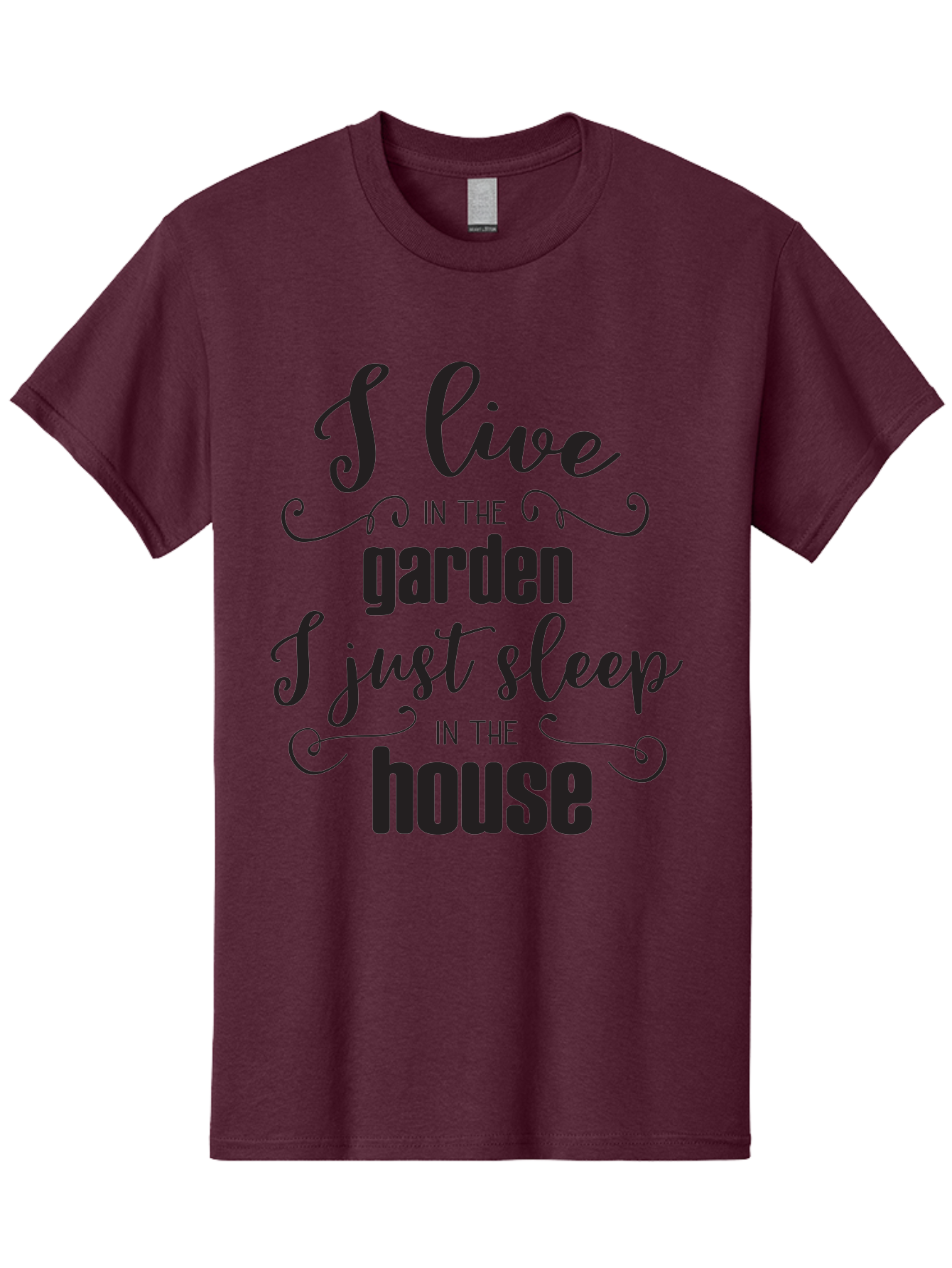 I-Live-In-The-Garden-I-Just-Sleep-In-The-House Men'S Graphic Tee, 100% Cotton, Comfortable Casual Summer Wear, Machine Washable, Inspirational Quote, Garden Lover, House And Garden, Outdoor Living, Nature Enthusiast, Gardening Life, Quote Art, Aac852