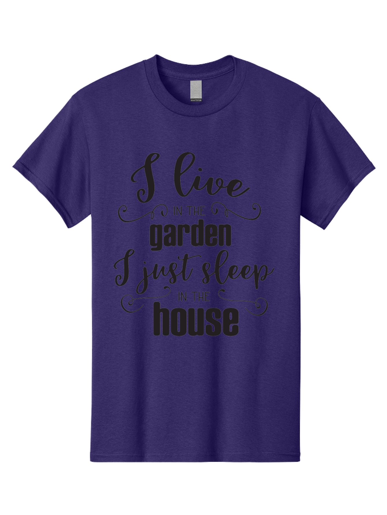 I-Live-In-The-Garden-I-Just-Sleep-In-The-House Men'S Graphic Tee, 100% Cotton, Comfortable Casual Summer Wear, Machine Washable, Inspirational Quote, Garden Lover, House And Garden, Outdoor Living, Nature Enthusiast, Gardening Life, Quote Art, Aac852