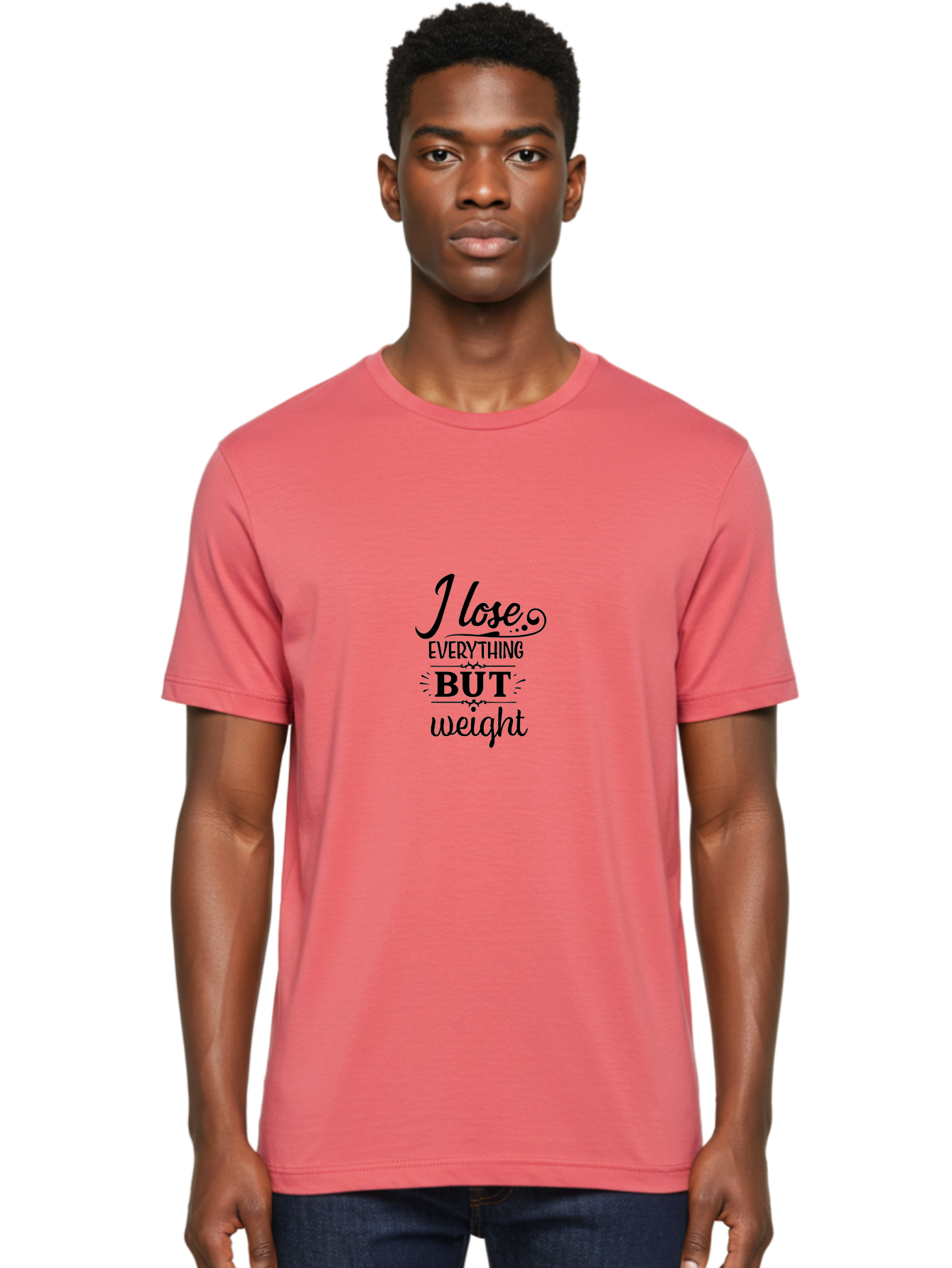 I-Lose-Everything-But-Weight Men'S Graphic Tee, 100% Cotton, Comfortable Casual Summer Wear, Machine Washable, Motivational Quote, Weight Loss, Fitness Inspiration, Gym, Humor, Irony, Decorative Typography, Black Text Aac853