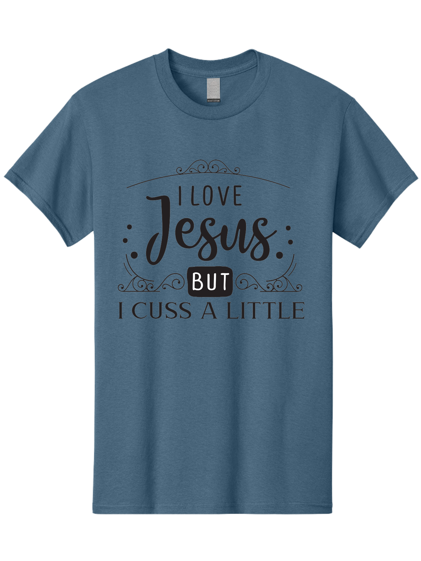 I-Love-Jesus-But-I-Cuss-A-Little Men'S Graphic Tee, 100% Cotton, Comfortable Casual Summer Wear, Machine Washable, Faithful Saying, Inspirational Quote, Jesus Love, Cussing Humor, Christian Faith, Religious Phrase, Inspirational Words, Aac855