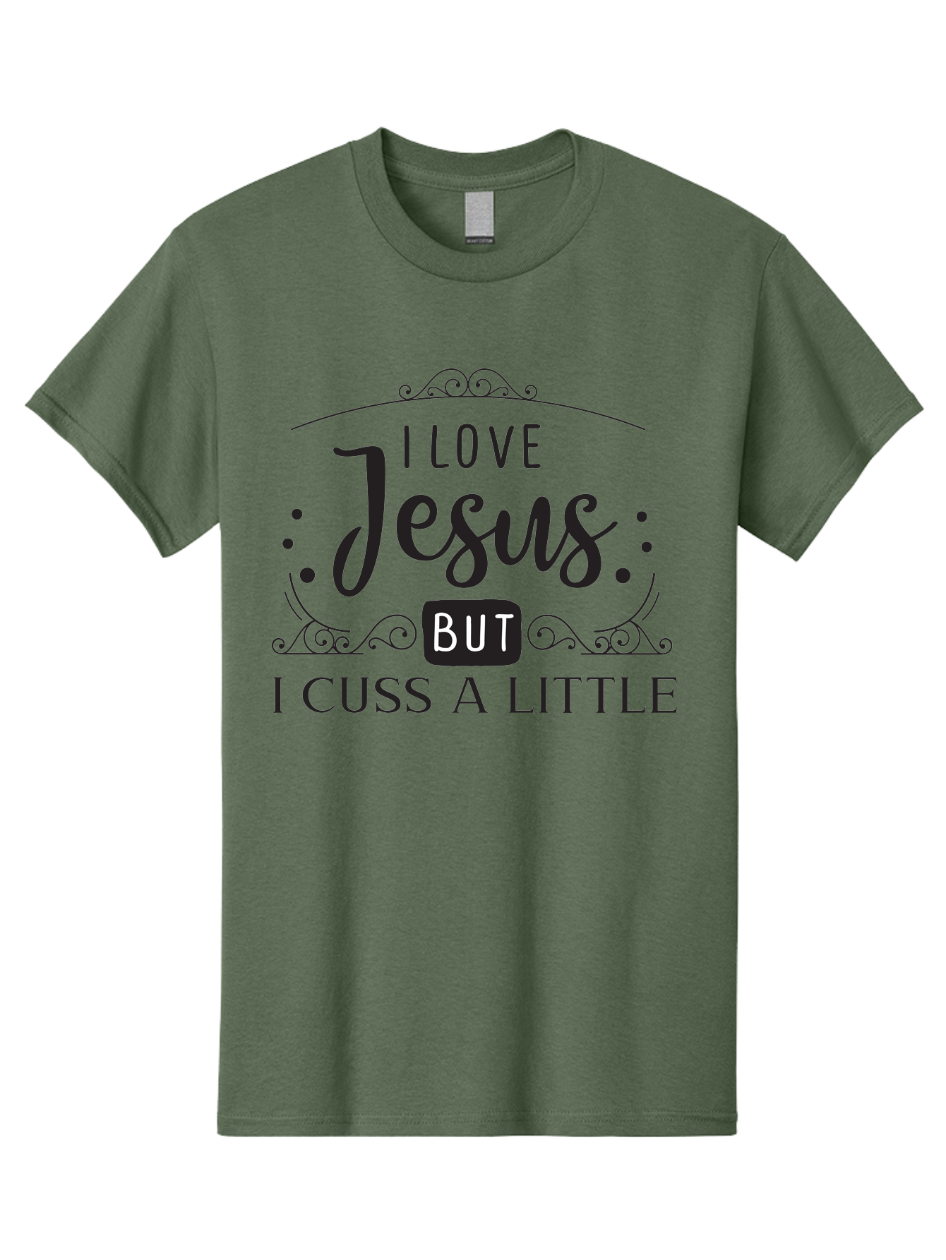 I-Love-Jesus-But-I-Cuss-A-Little Men'S Graphic Tee, 100% Cotton, Comfortable Casual Summer Wear, Machine Washable, Faithful Saying, Inspirational Quote, Jesus Love, Cussing Humor, Christian Faith, Religious Phrase, Inspirational Words, Aac855