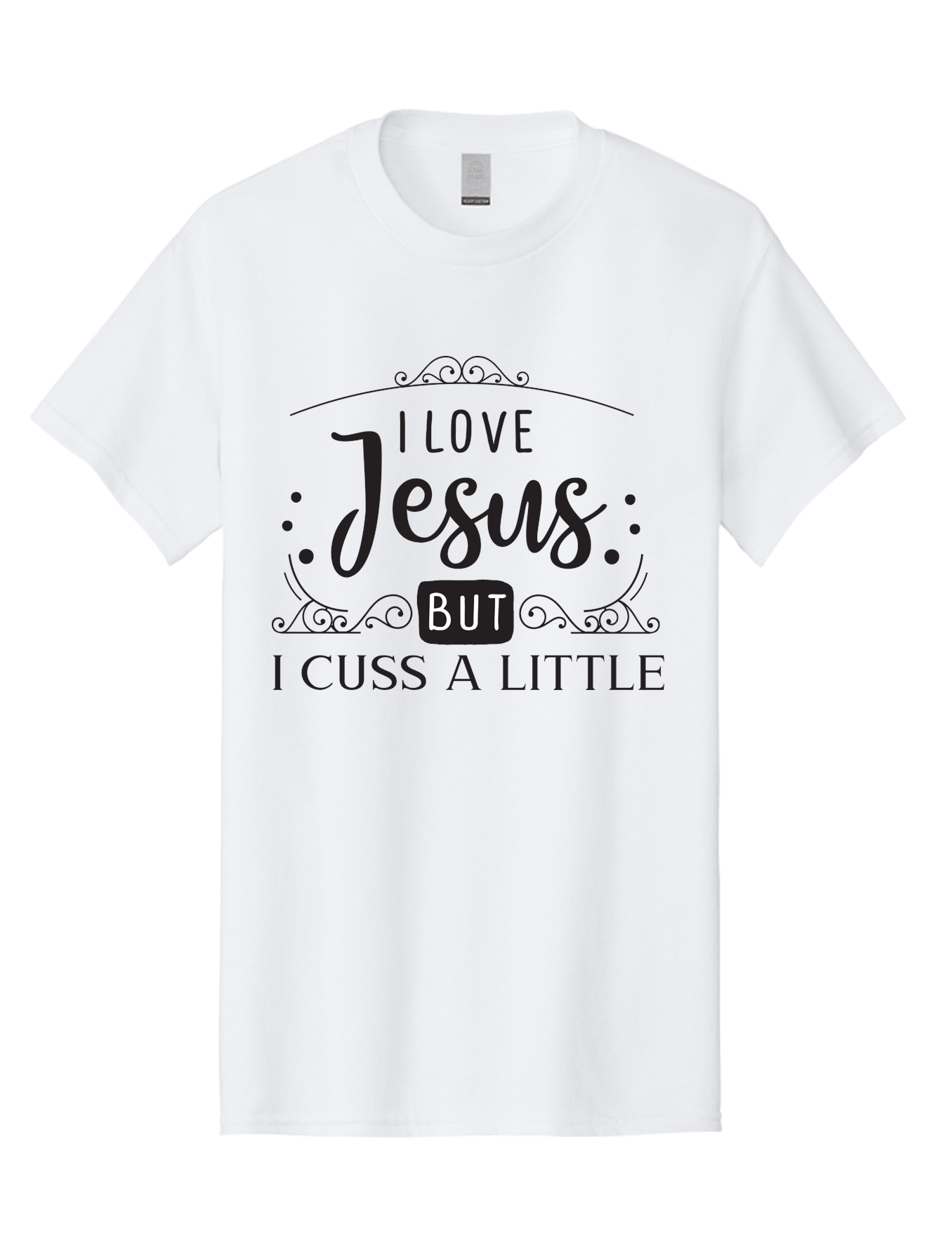 I-Love-Jesus-But-I-Cuss-A-Little Men'S Graphic Tee, 100% Cotton, Comfortable Casual Summer Wear, Machine Washable, Faithful Saying, Inspirational Quote, Jesus Love, Cussing Humor, Christian Faith, Religious Phrase, Inspirational Words, Aac855