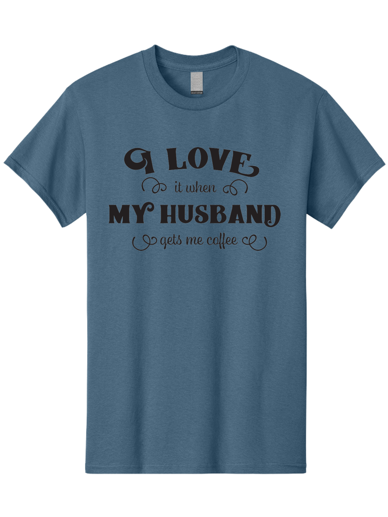 I-Love-My-Husband-Coffee Men'S Graphic Tee, 100% Cotton, Comfortable Casual Summer Wear, Machine Washable, Love Quote, Husband And Wife, Coffee Lover, Romance, Relationship Goals, Funny Saying, Cute Text, Love For Coffee Aac856