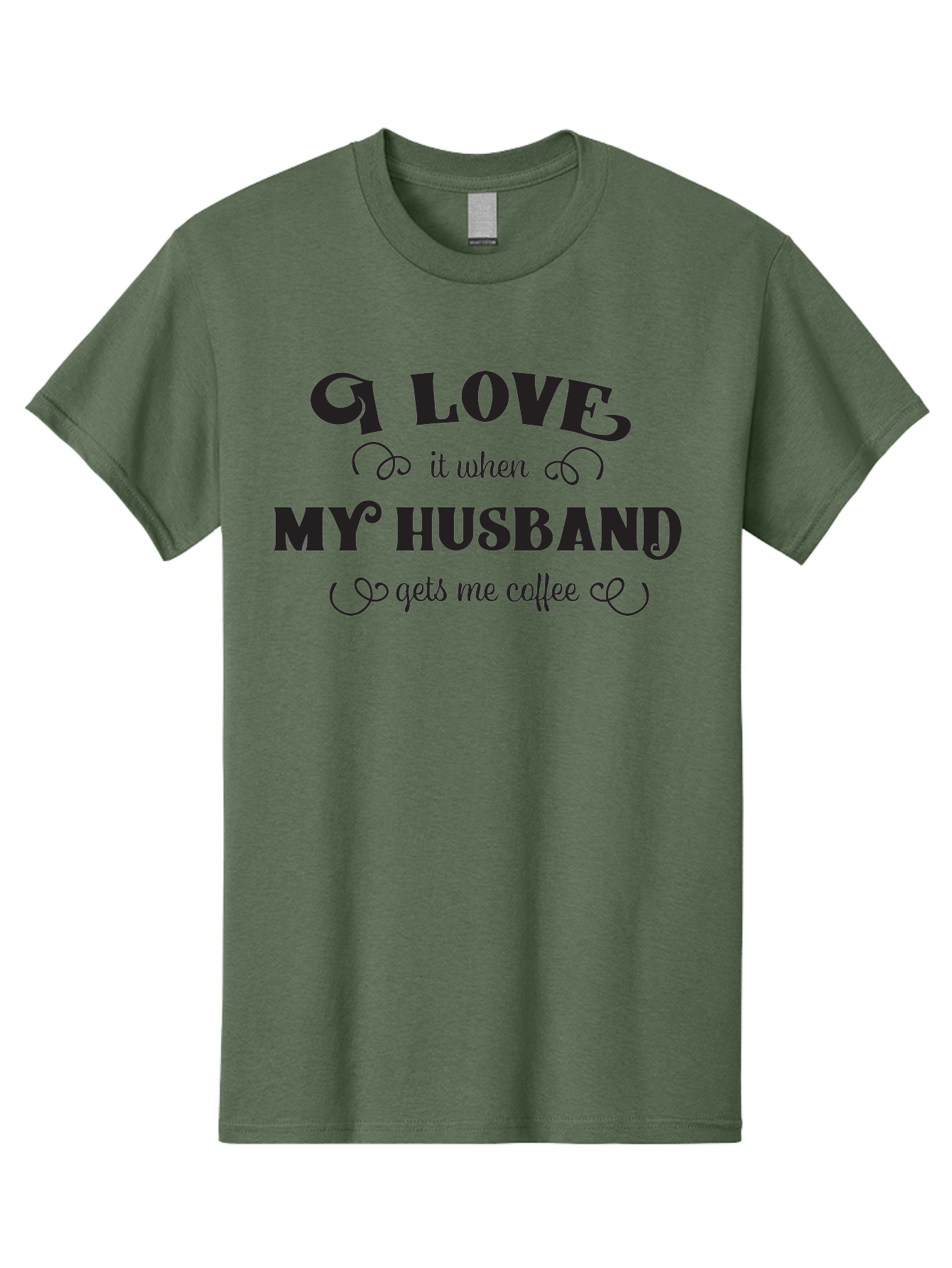 I-Love-My-Husband-Coffee Men'S Graphic Tee, 100% Cotton, Comfortable Casual Summer Wear, Machine Washable, Love Quote, Husband And Wife, Coffee Lover, Romance, Relationship Goals, Funny Saying, Cute Text, Love For Coffee Aac856