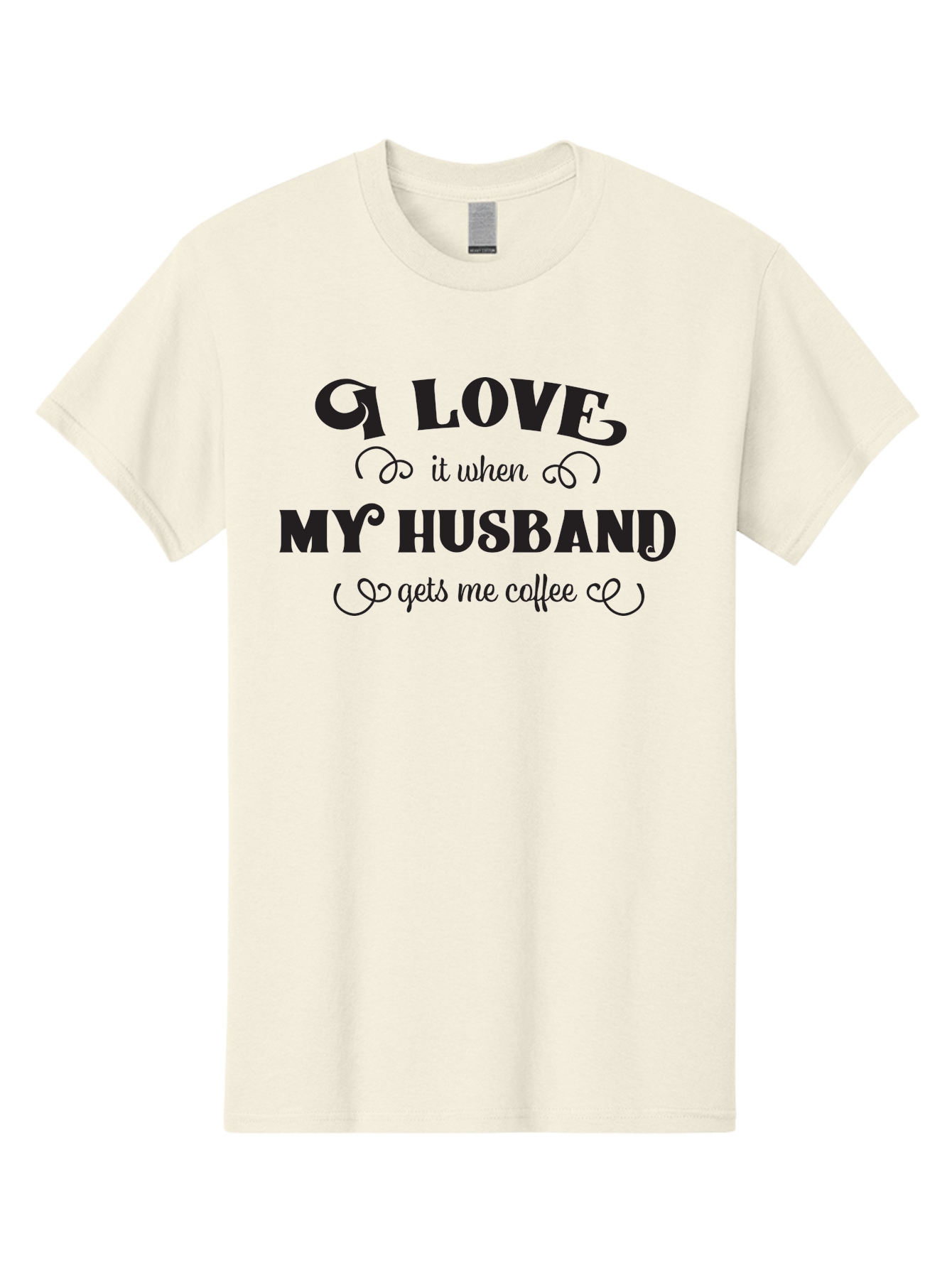 I-Love-My-Husband-Coffee Men'S Graphic Tee, 100% Cotton, Comfortable Casual Summer Wear, Machine Washable, Love Quote, Husband And Wife, Coffee Lover, Romance, Relationship Goals, Funny Saying, Cute Text, Love For Coffee Aac856