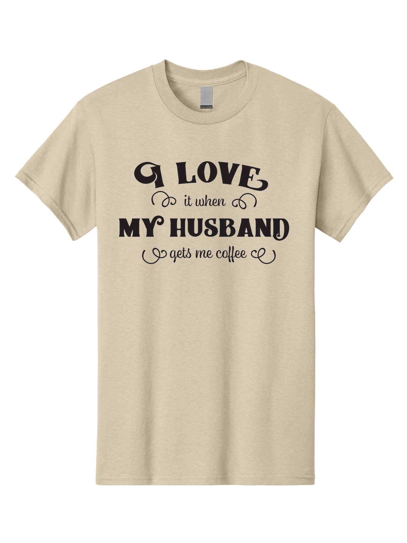 I-Love-My-Husband-Coffee Men'S Graphic Tee, 100% Cotton, Comfortable Casual Summer Wear, Machine Washable, Love Quote, Husband And Wife, Coffee Lover, Romance, Relationship Goals, Funny Saying, Cute Text, Love For Coffee Aac856