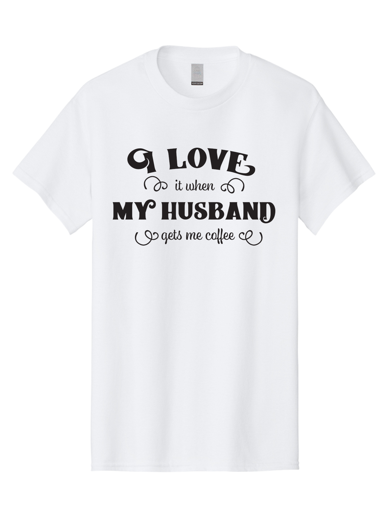 I-Love-My-Husband-Coffee Men'S Graphic Tee, 100% Cotton, Comfortable Casual Summer Wear, Machine Washable, Love Quote, Husband And Wife, Coffee Lover, Romance, Relationship Goals, Funny Saying, Cute Text, Love For Coffee Aac856