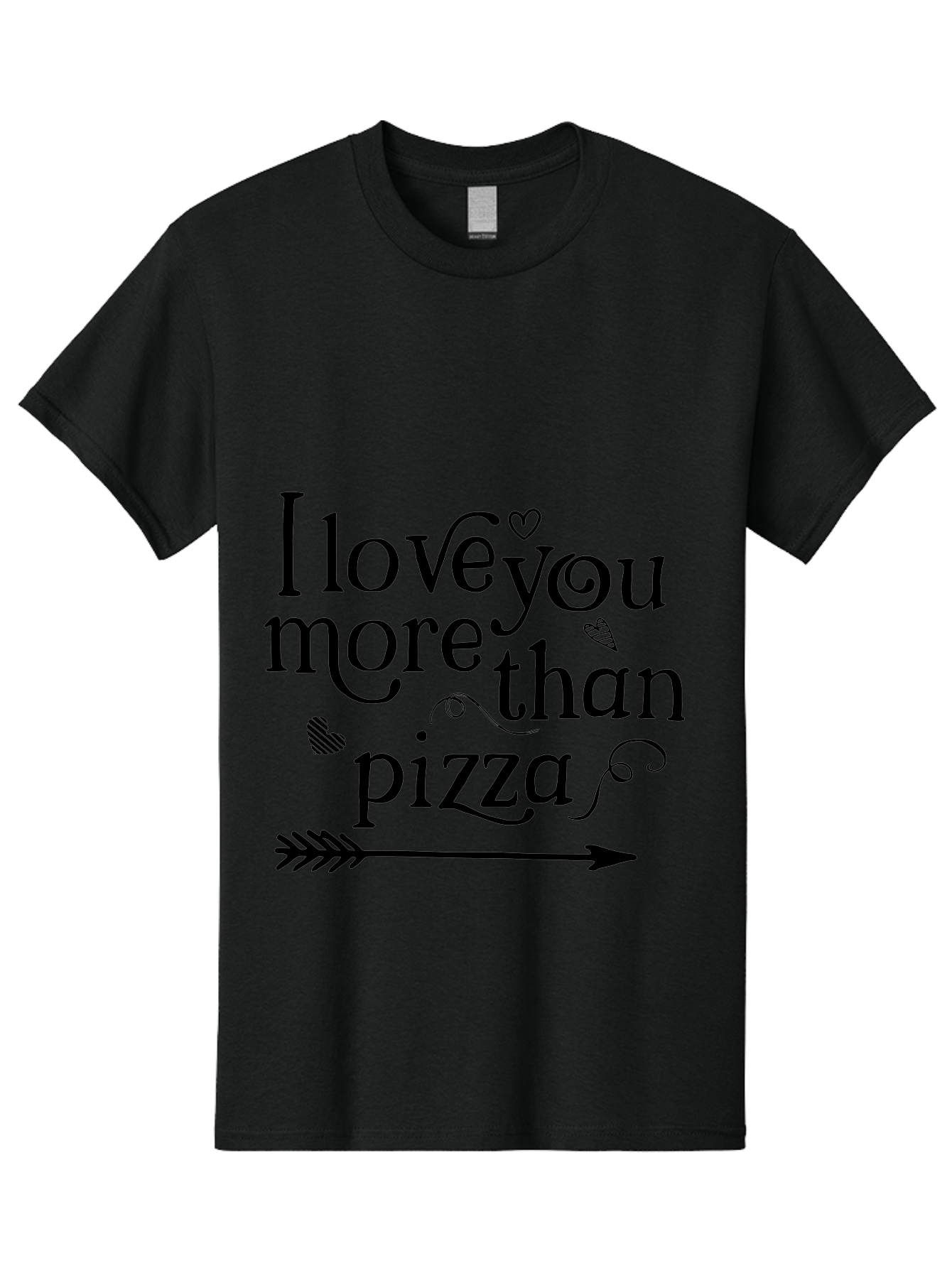 I-Love-You-More-Than-Pizza Men'S Graphic Tee, 100% Cotton, Comfortable Casual Summer Wear, Machine Washable, Love Quote, Pizza Love, Romantic Phrase, Heartwarming Saying, Valentine'S Day Message, Cute Typography, Arrow Design, Whimsical Hearts Aac857