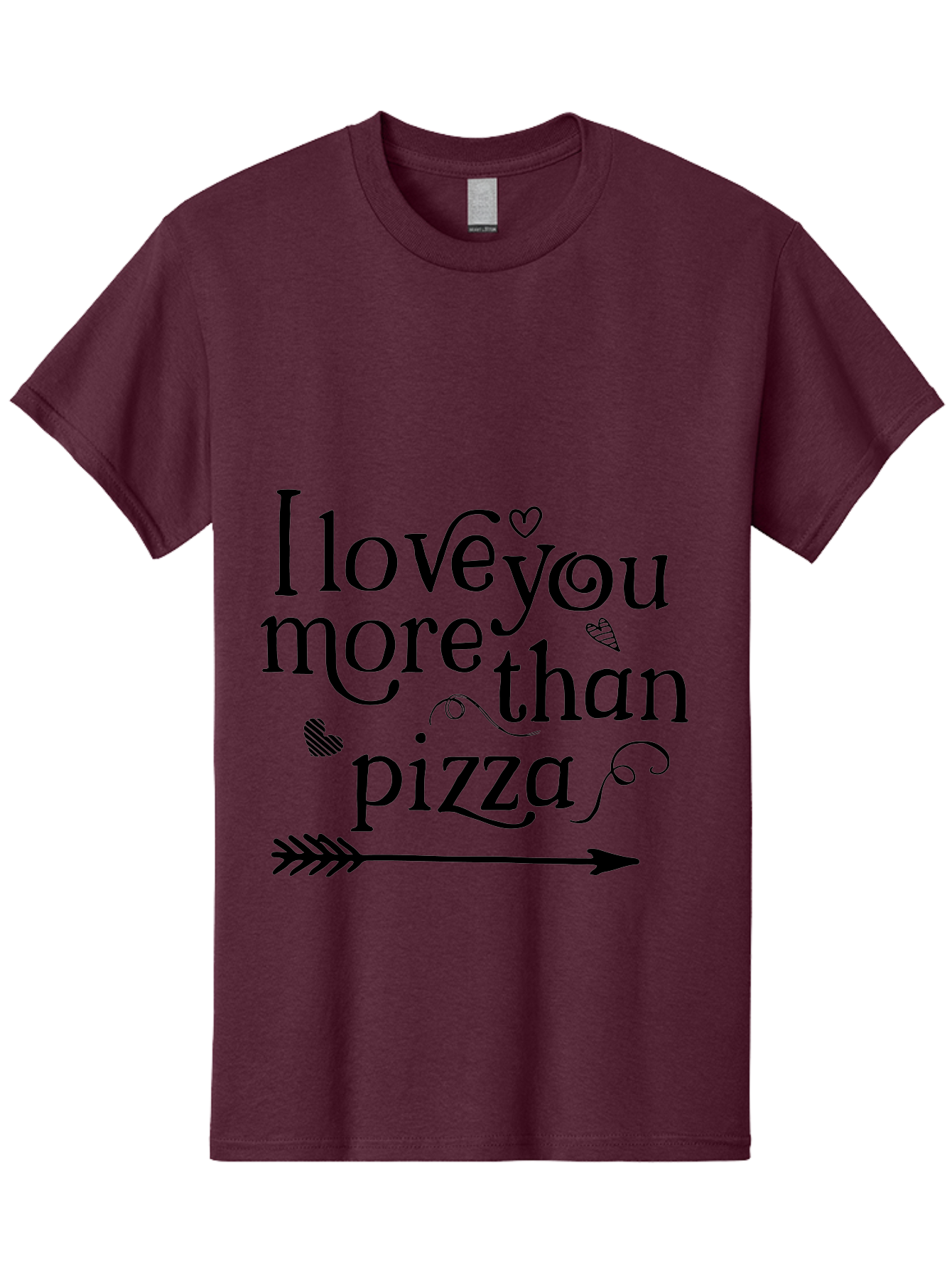 I-Love-You-More-Than-Pizza Men'S Graphic Tee, 100% Cotton, Comfortable Casual Summer Wear, Machine Washable, Love Quote, Pizza Love, Romantic Phrase, Heartwarming Saying, Valentine'S Day Message, Cute Typography, Arrow Design, Whimsical Hearts Aac857