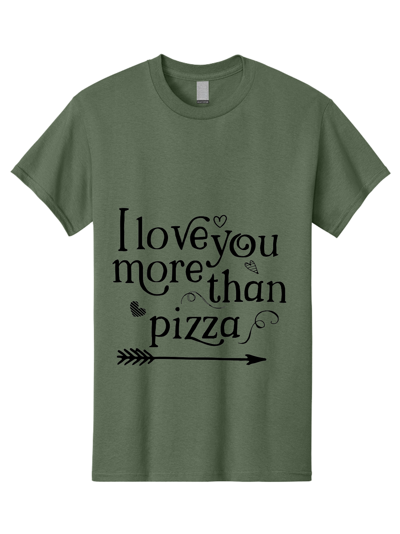 I-Love-You-More-Than-Pizza Men'S Graphic Tee, 100% Cotton, Comfortable Casual Summer Wear, Machine Washable, Love Quote, Pizza Love, Romantic Phrase, Heartwarming Saying, Valentine'S Day Message, Cute Typography, Arrow Design, Whimsical Hearts Aac857
