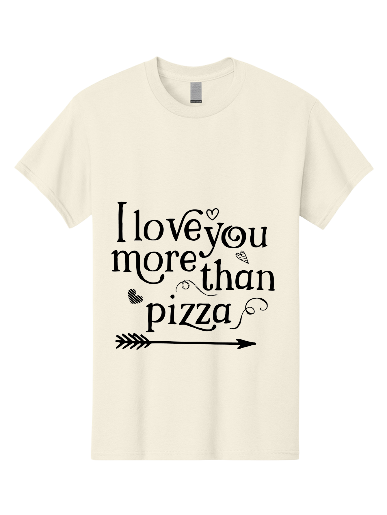 I-Love-You-More-Than-Pizza Men'S Graphic Tee, 100% Cotton, Comfortable Casual Summer Wear, Machine Washable, Love Quote, Pizza Love, Romantic Phrase, Heartwarming Saying, Valentine'S Day Message, Cute Typography, Arrow Design, Whimsical Hearts Aac857