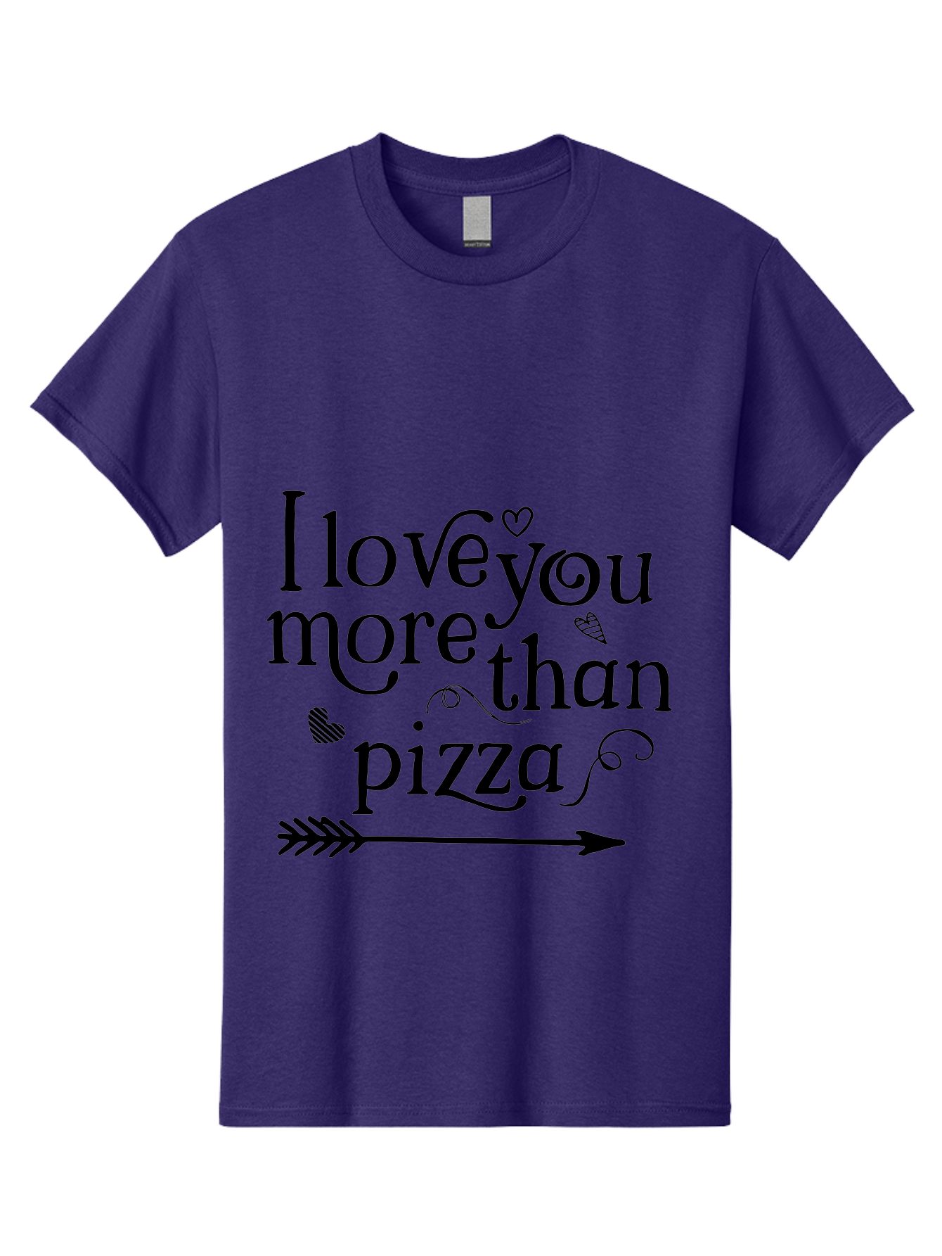 I-Love-You-More-Than-Pizza Men'S Graphic Tee, 100% Cotton, Comfortable Casual Summer Wear, Machine Washable, Love Quote, Pizza Love, Romantic Phrase, Heartwarming Saying, Valentine'S Day Message, Cute Typography, Arrow Design, Whimsical Hearts Aac857