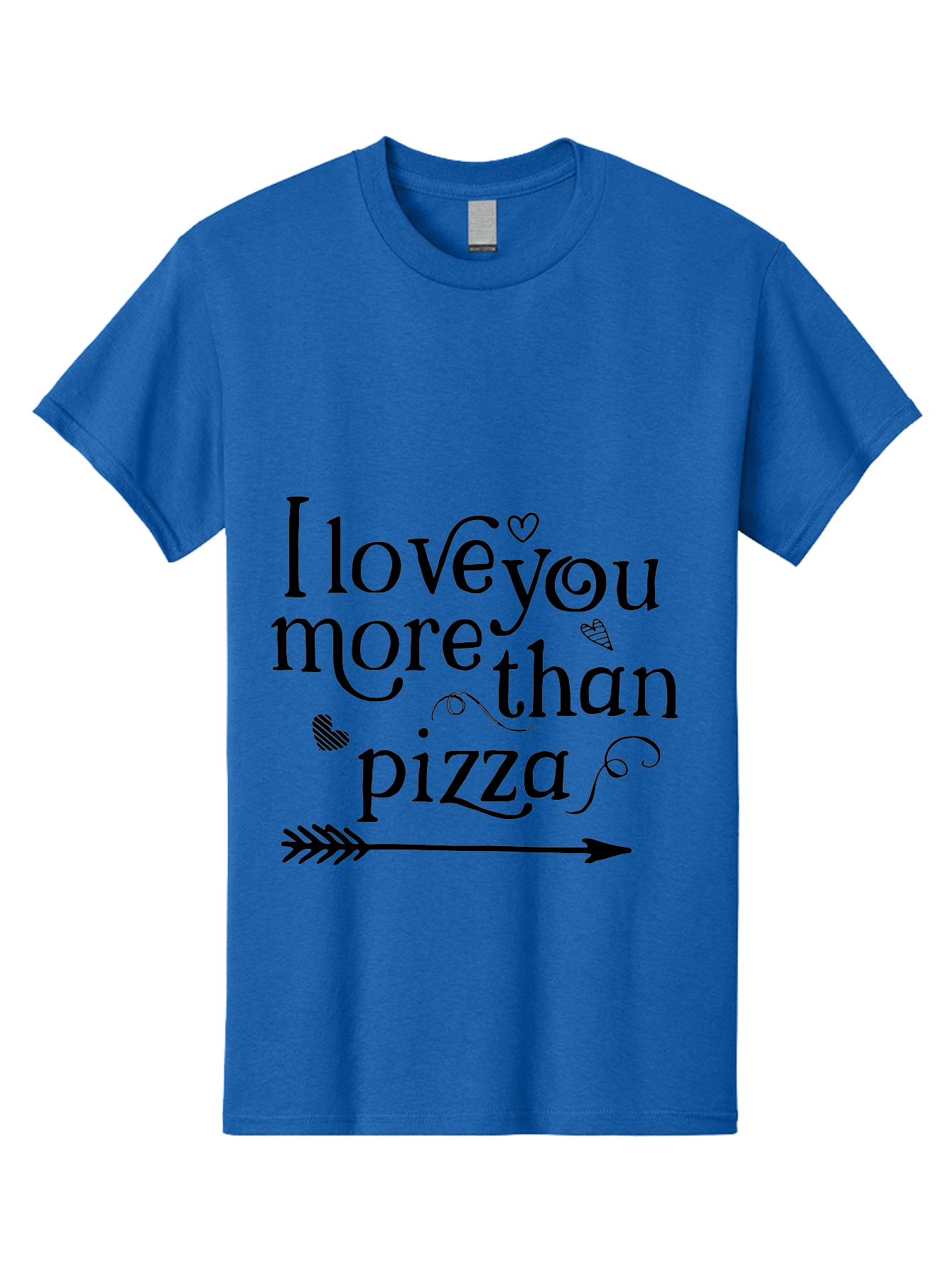 I-Love-You-More-Than-Pizza Men'S Graphic Tee, 100% Cotton, Comfortable Casual Summer Wear, Machine Washable, Love Quote, Pizza Love, Romantic Phrase, Heartwarming Saying, Valentine'S Day Message, Cute Typography, Arrow Design, Whimsical Hearts Aac857