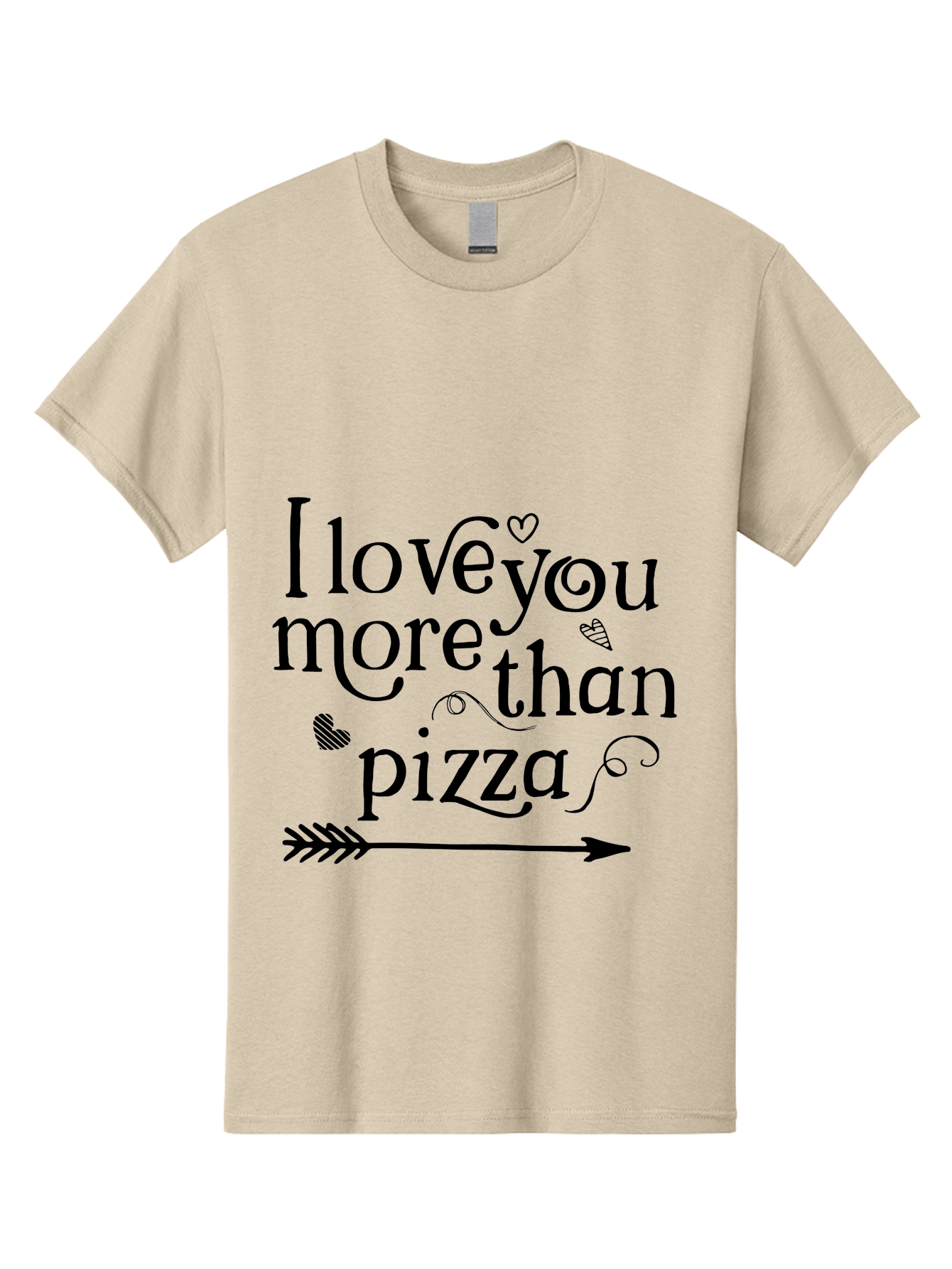 I-Love-You-More-Than-Pizza Men'S Graphic Tee, 100% Cotton, Comfortable Casual Summer Wear, Machine Washable, Love Quote, Pizza Love, Romantic Phrase, Heartwarming Saying, Valentine'S Day Message, Cute Typography, Arrow Design, Whimsical Hearts Aac857