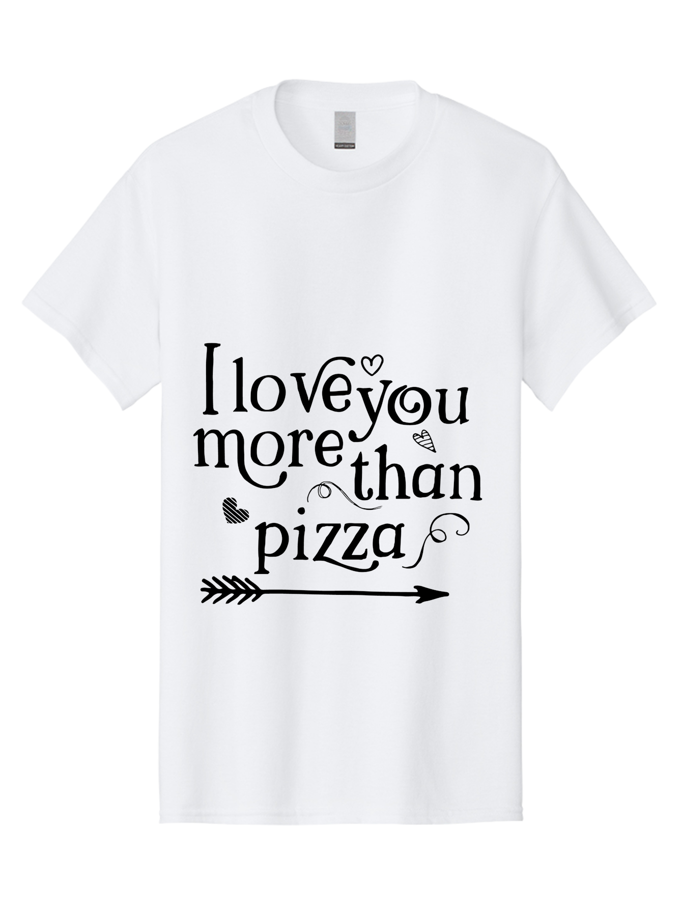I-Love-You-More-Than-Pizza Men'S Graphic Tee, 100% Cotton, Comfortable Casual Summer Wear, Machine Washable, Love Quote, Pizza Love, Romantic Phrase, Heartwarming Saying, Valentine'S Day Message, Cute Typography, Arrow Design, Whimsical Hearts Aac857