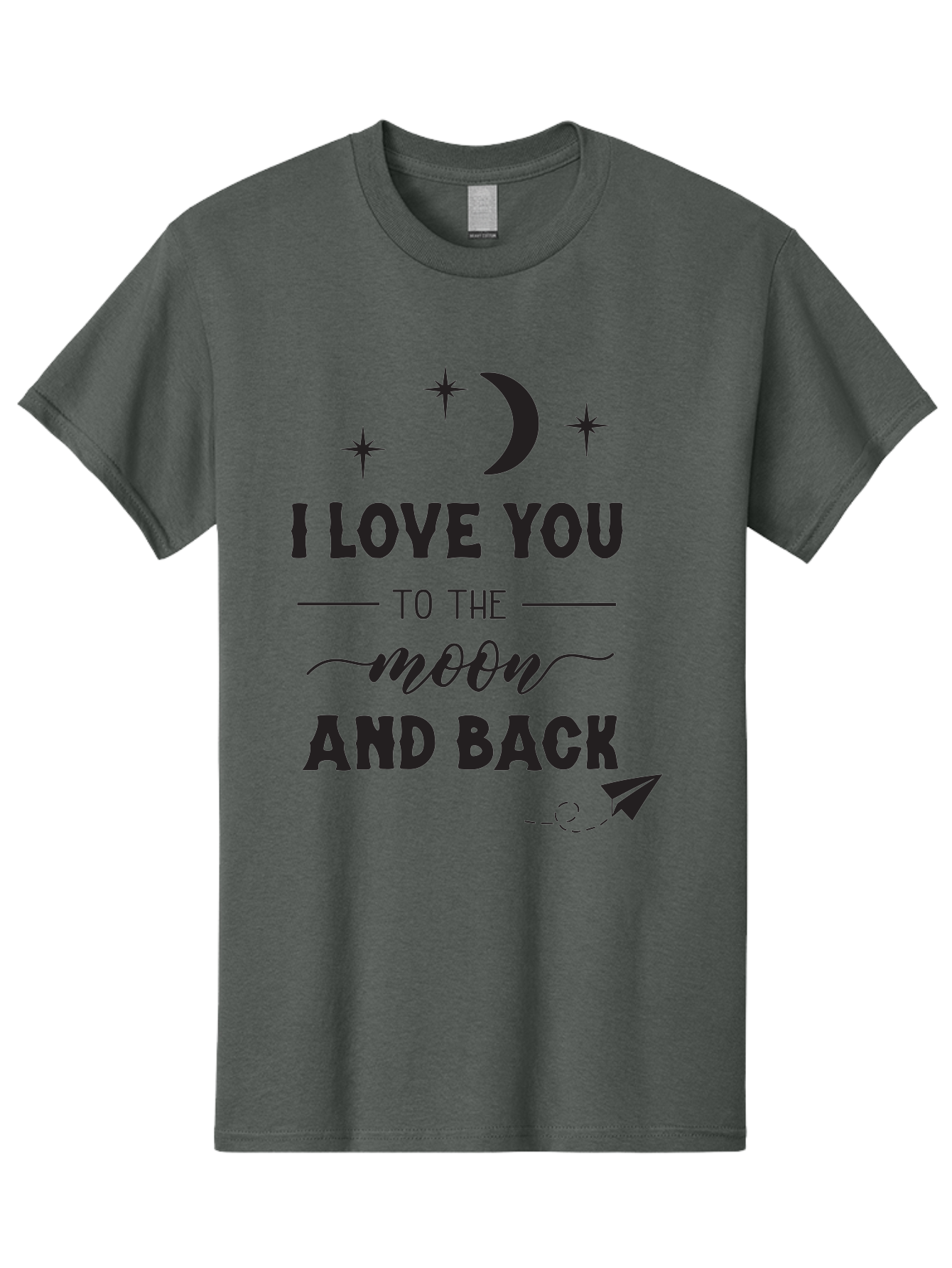 I-Love-You-To-The-Moon-And-Back Men'S Graphic Tee, 100% Cotton, Comfortable Casual Summer Wear, Machine Washable, Love Quote, Romantic Phrase, Moon And Stars, Celestial Theme, Sweet Sentiment, Heartfelt Expression, Loving Message, Aac858