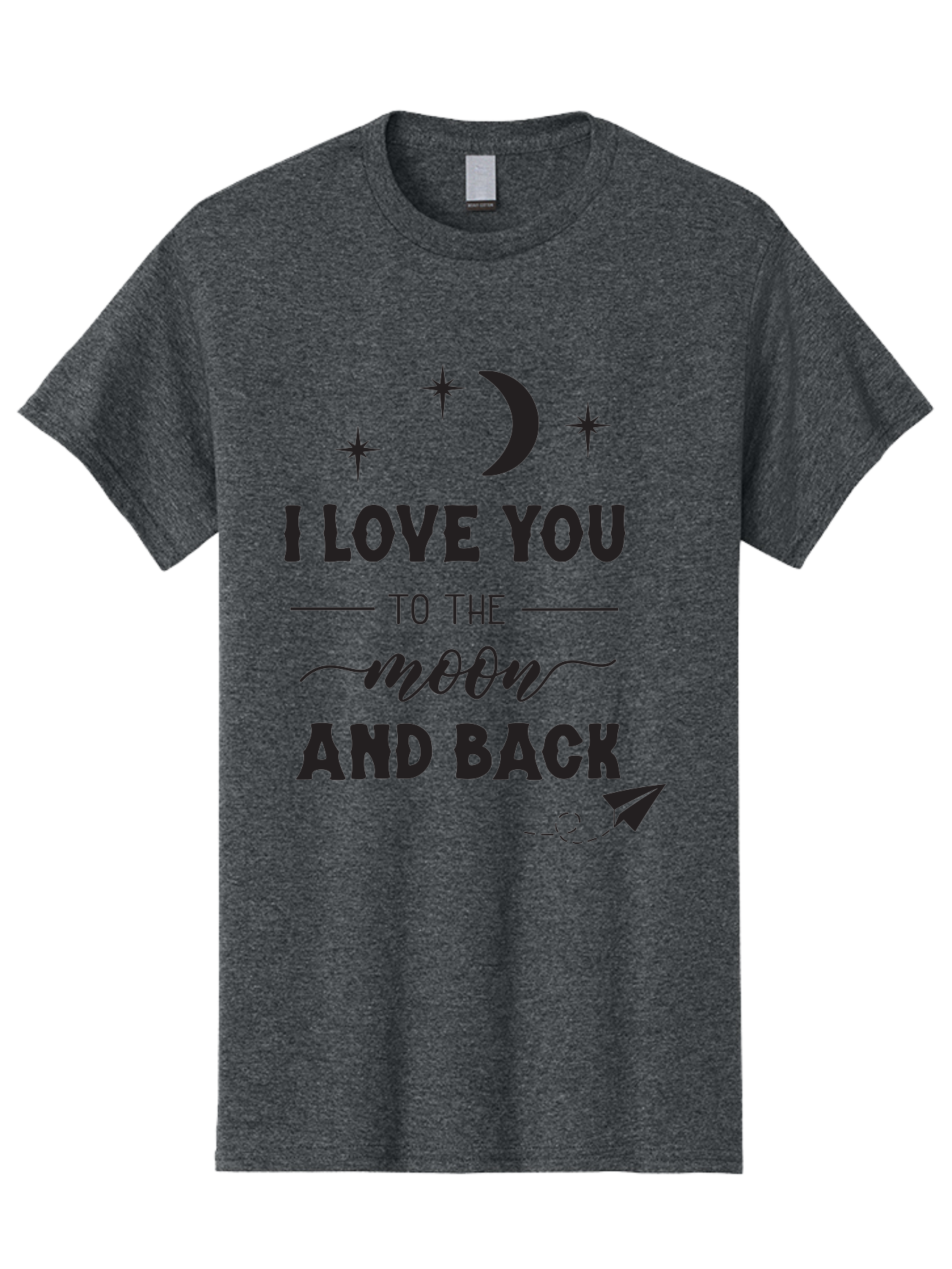 I-Love-You-To-The-Moon-And-Back Men'S Graphic Tee, 100% Cotton, Comfortable Casual Summer Wear, Machine Washable, Love Quote, Romantic Phrase, Moon And Stars, Celestial Theme, Sweet Sentiment, Heartfelt Expression, Loving Message, Aac858