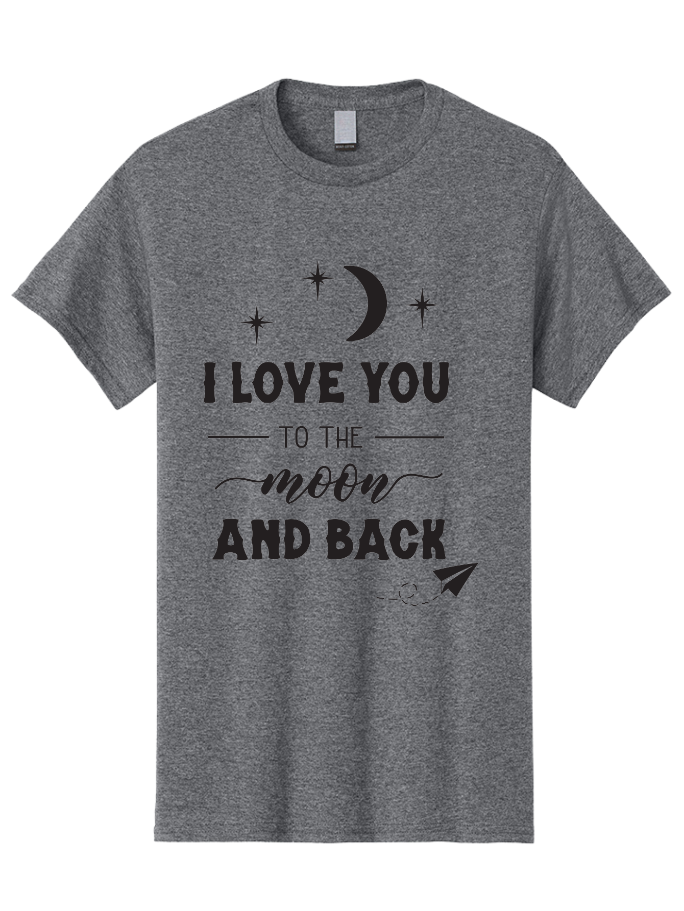 I-Love-You-To-The-Moon-And-Back Men'S Graphic Tee, 100% Cotton, Comfortable Casual Summer Wear, Machine Washable, Love Quote, Romantic Phrase, Moon And Stars, Celestial Theme, Sweet Sentiment, Heartfelt Expression, Loving Message, Aac858