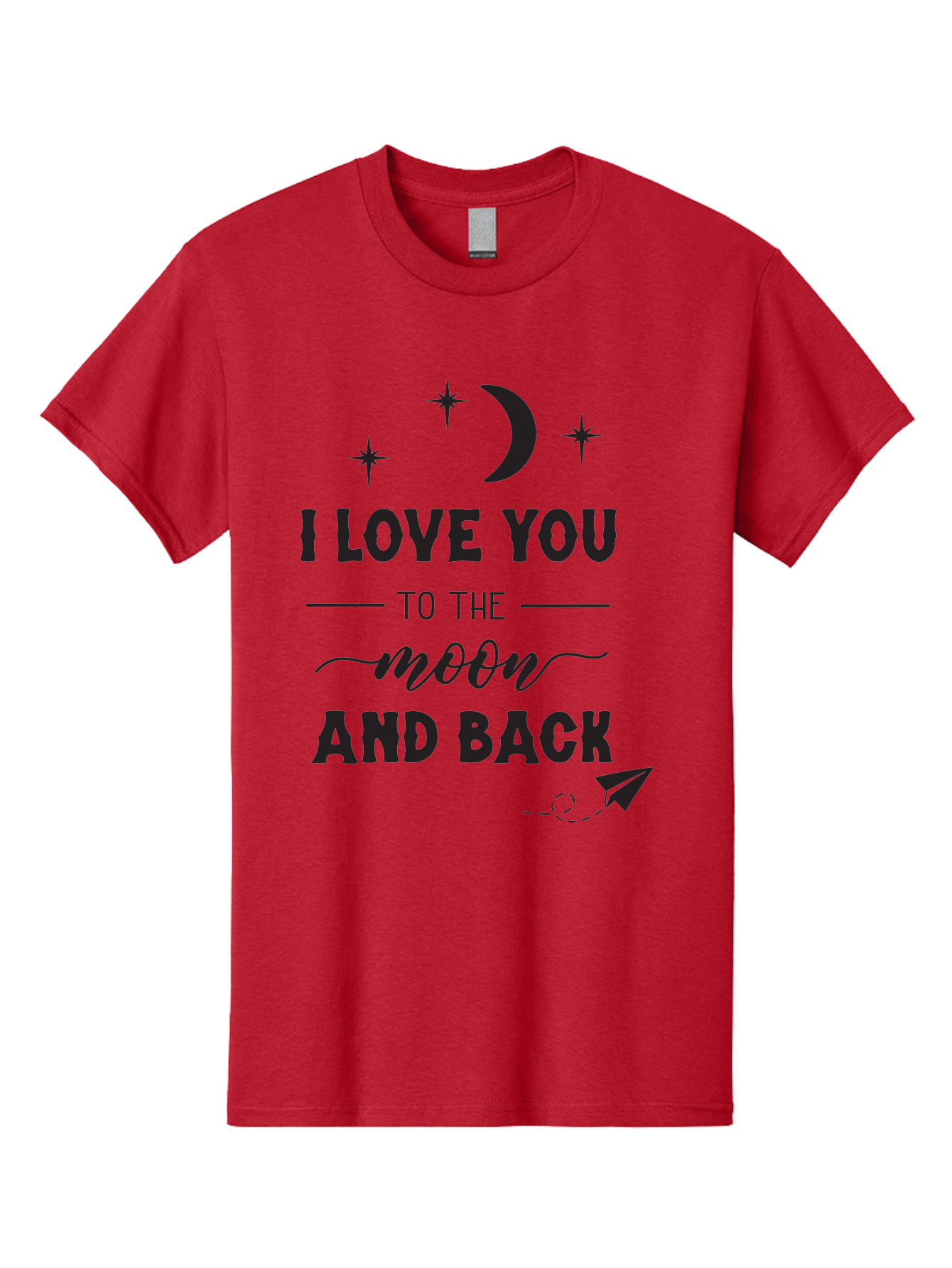 I-Love-You-To-The-Moon-And-Back Men'S Graphic Tee, 100% Cotton, Comfortable Casual Summer Wear, Machine Washable, Love Quote, Romantic Phrase, Moon And Stars, Celestial Theme, Sweet Sentiment, Heartfelt Expression, Loving Message, Aac858