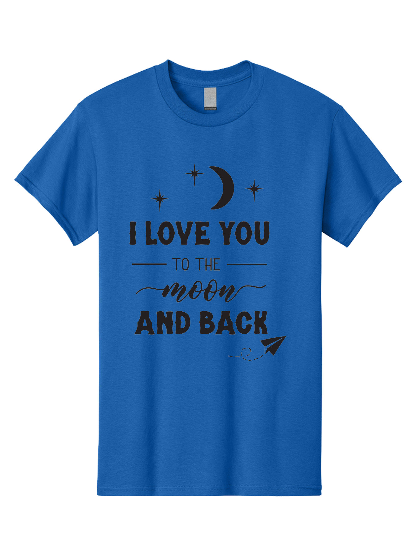 I-Love-You-To-The-Moon-And-Back Men'S Graphic Tee, 100% Cotton, Comfortable Casual Summer Wear, Machine Washable, Love Quote, Romantic Phrase, Moon And Stars, Celestial Theme, Sweet Sentiment, Heartfelt Expression, Loving Message, Aac858