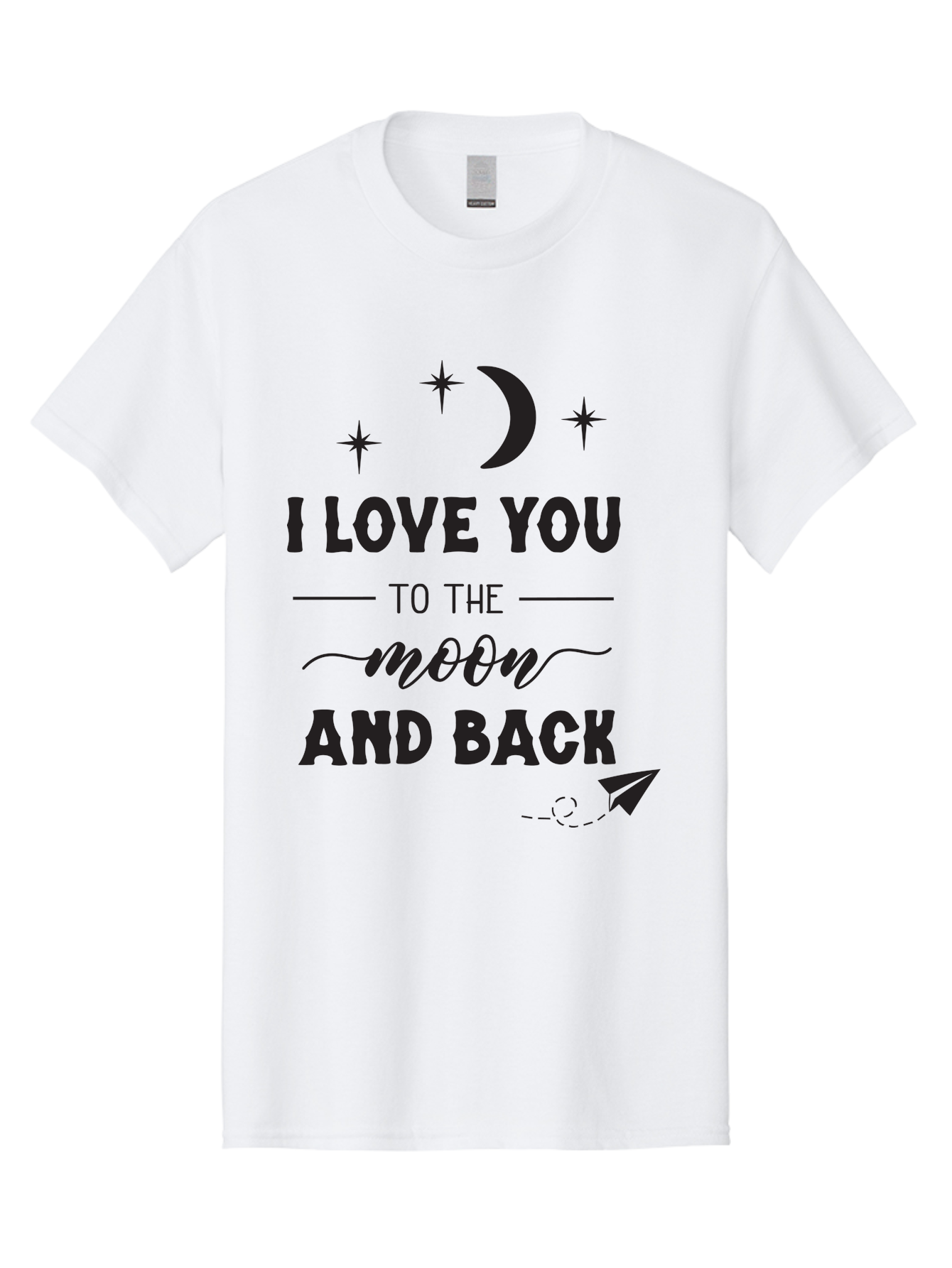 I-Love-You-To-The-Moon-And-Back Men'S Graphic Tee, 100% Cotton, Comfortable Casual Summer Wear, Machine Washable, Love Quote, Romantic Phrase, Moon And Stars, Celestial Theme, Sweet Sentiment, Heartfelt Expression, Loving Message, Aac858