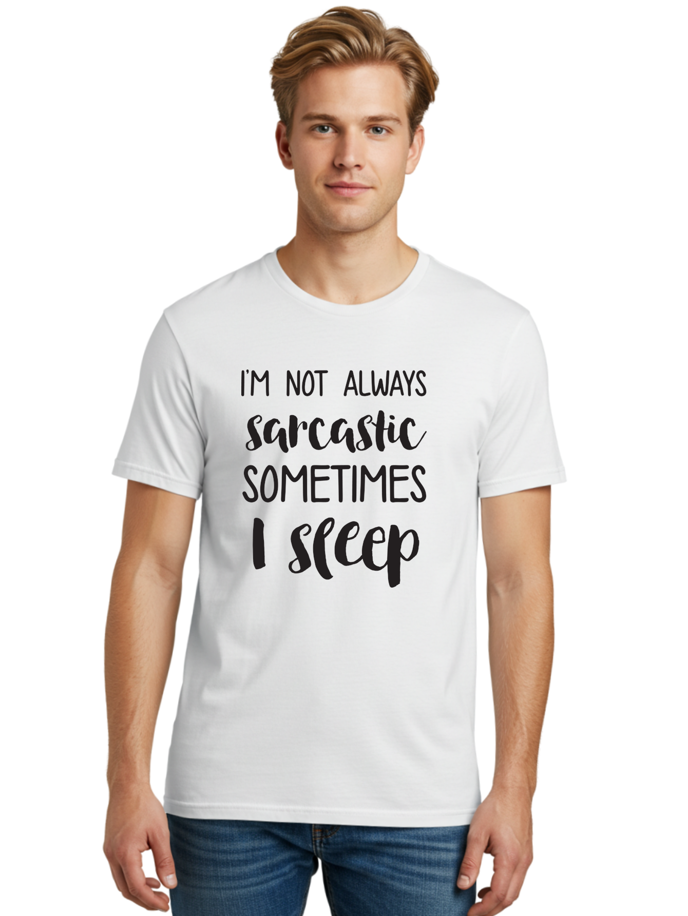 I-M-Not-Always-Sarcastic Men'S Graphic Tee, 100% Cotton, Comfortable Casual Summer Wear, Machine Washable, Funny Quote, Sarcastic Humor, Witty Saying, Humor Quote, Sleep Quote, Sassy Quote, Clever Phrase, Humorous Saying Aac864
