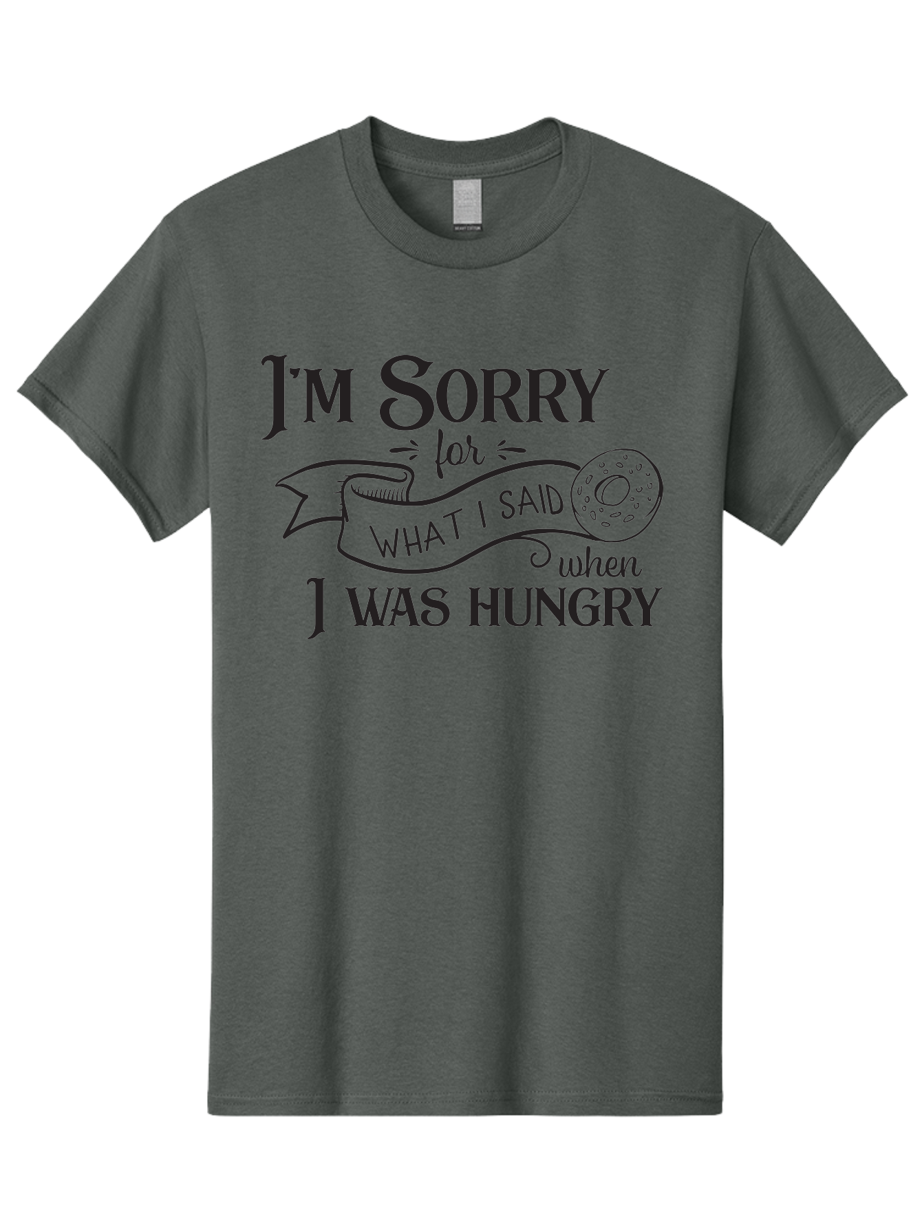 I-M-Sorry-For-What-I-Said-When-I-Was-Hungry Men'S Graphic Tee, 100% Cotton, Comfortable Casual Summer Wear, Machine Washable, Funny Quote, Humorous Saying, Apology Message, Playful Typography, Donut Illustration, Witty Phrase, Aac867