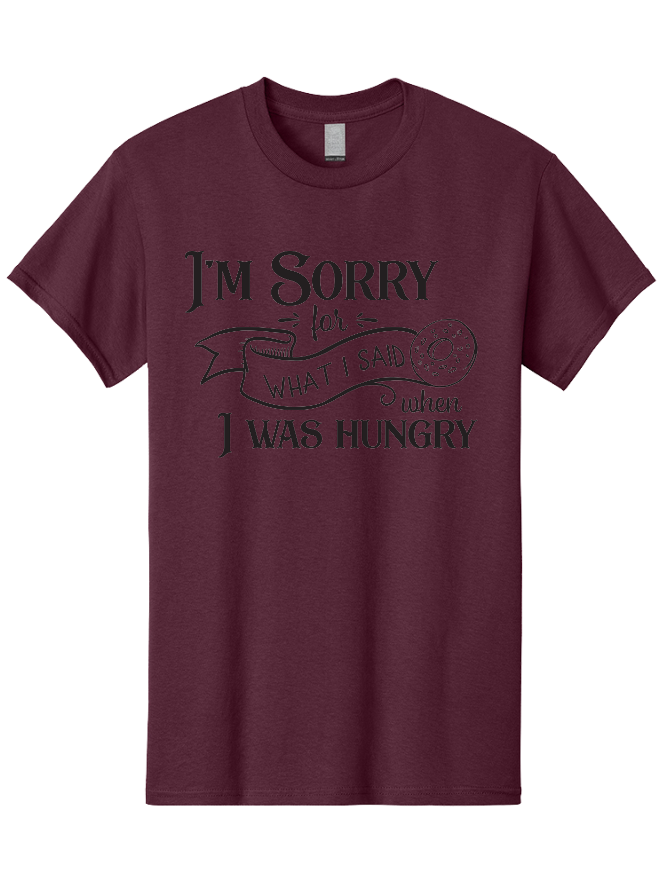 I-M-Sorry-For-What-I-Said-When-I-Was-Hungry Men'S Graphic Tee, 100% Cotton, Comfortable Casual Summer Wear, Machine Washable, Funny Quote, Humorous Saying, Apology Message, Playful Typography, Donut Illustration, Witty Phrase, Aac867