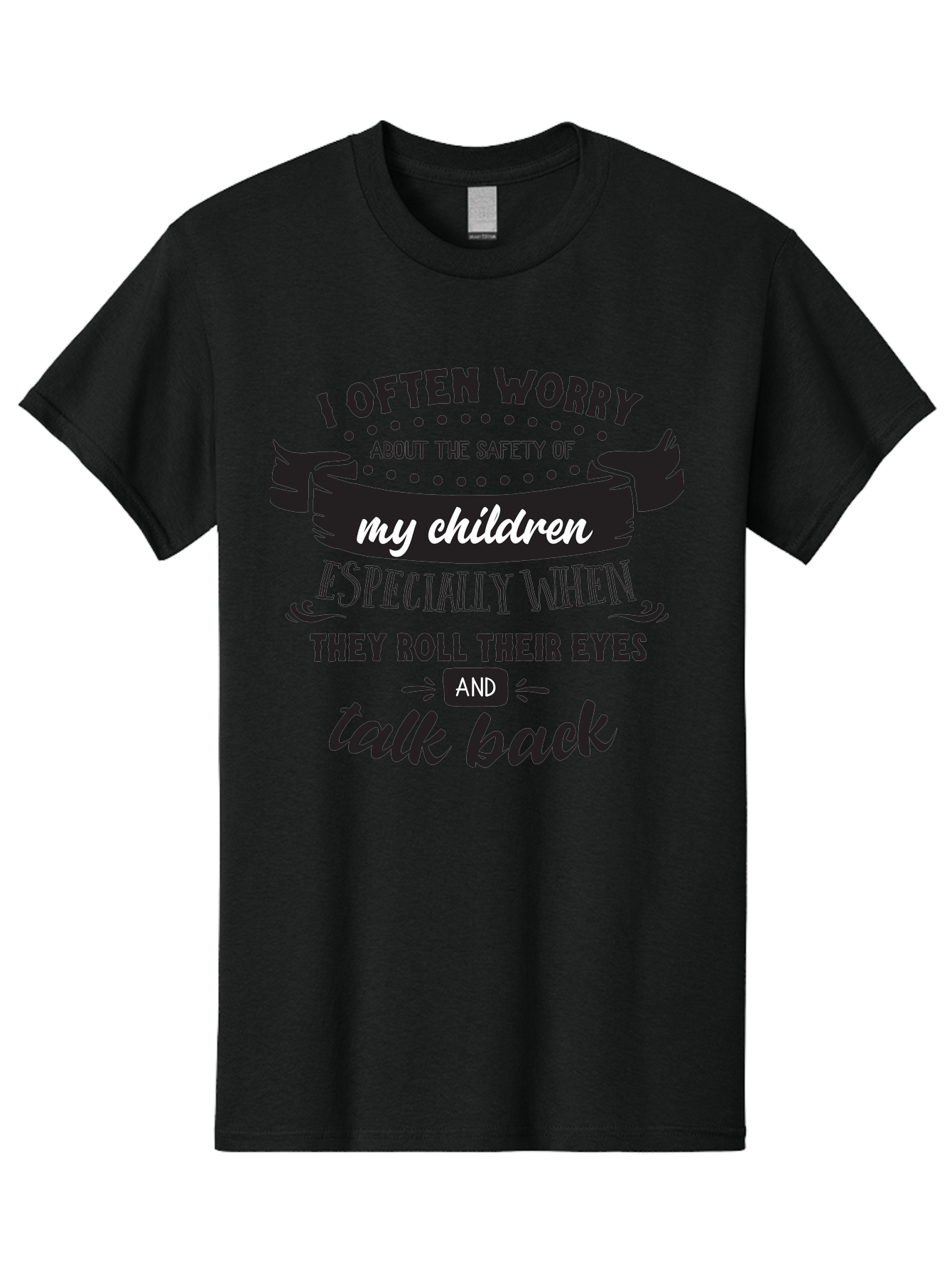I-Often-Worry-About-The-Safety-Of-My-Children Men'S Graphic Tee, 100% Cotton, Comfortable Casual Summer Wear, Machine Washable, Funny Parenting Quote, Humorous Saying, Kids Backtalk, Sarcastic Humor, Ironic Expression, Playful Design, Aac873
