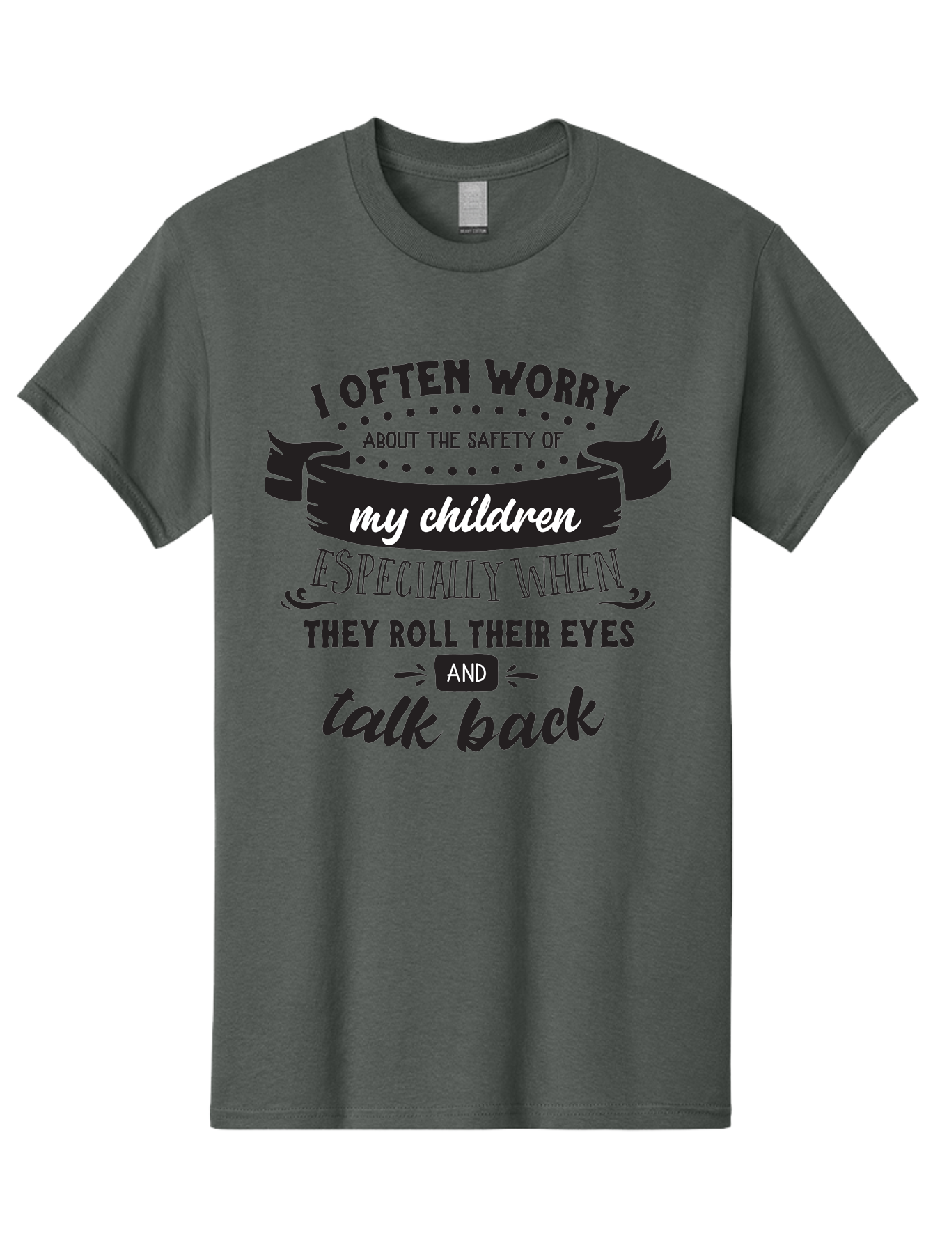 I-Often-Worry-About-The-Safety-Of-My-Children Men'S Graphic Tee, 100% Cotton, Comfortable Casual Summer Wear, Machine Washable, Funny Parenting Quote, Humorous Saying, Kids Backtalk, Sarcastic Humor, Ironic Expression, Playful Design, Aac873
