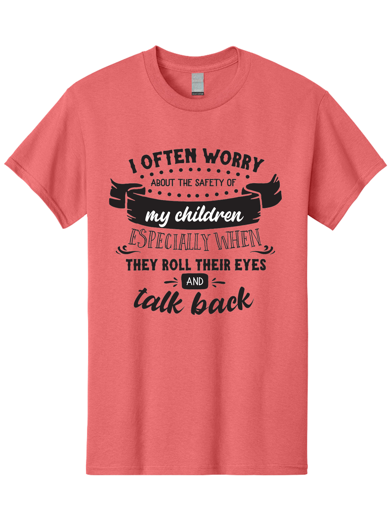 I-Often-Worry-About-The-Safety-Of-My-Children Men'S Graphic Tee, 100% Cotton, Comfortable Casual Summer Wear, Machine Washable, Funny Parenting Quote, Humorous Saying, Kids Backtalk, Sarcastic Humor, Ironic Expression, Playful Design, Aac873