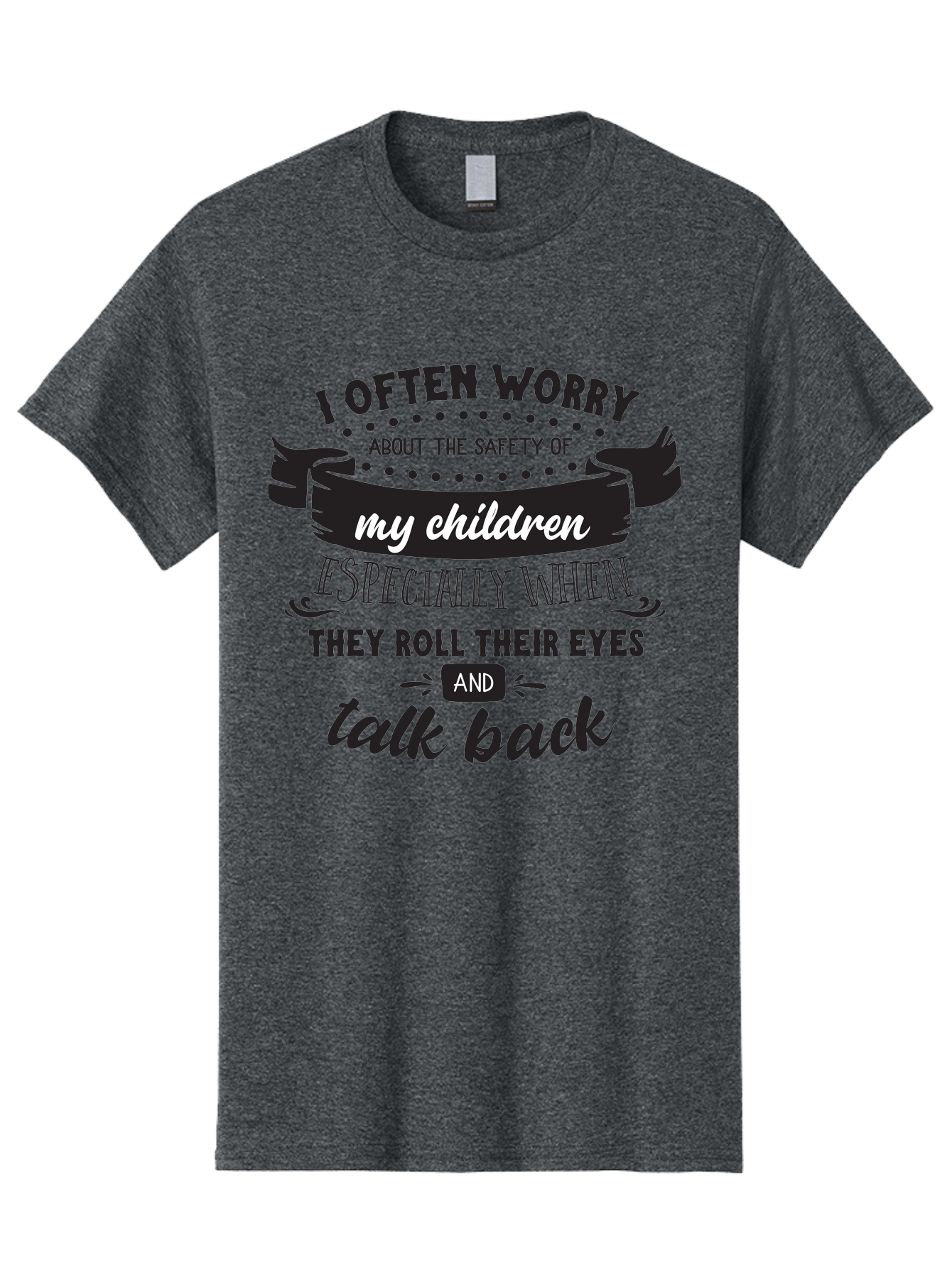I-Often-Worry-About-The-Safety-Of-My-Children Men'S Graphic Tee, 100% Cotton, Comfortable Casual Summer Wear, Machine Washable, Funny Parenting Quote, Humorous Saying, Kids Backtalk, Sarcastic Humor, Ironic Expression, Playful Design, Aac873