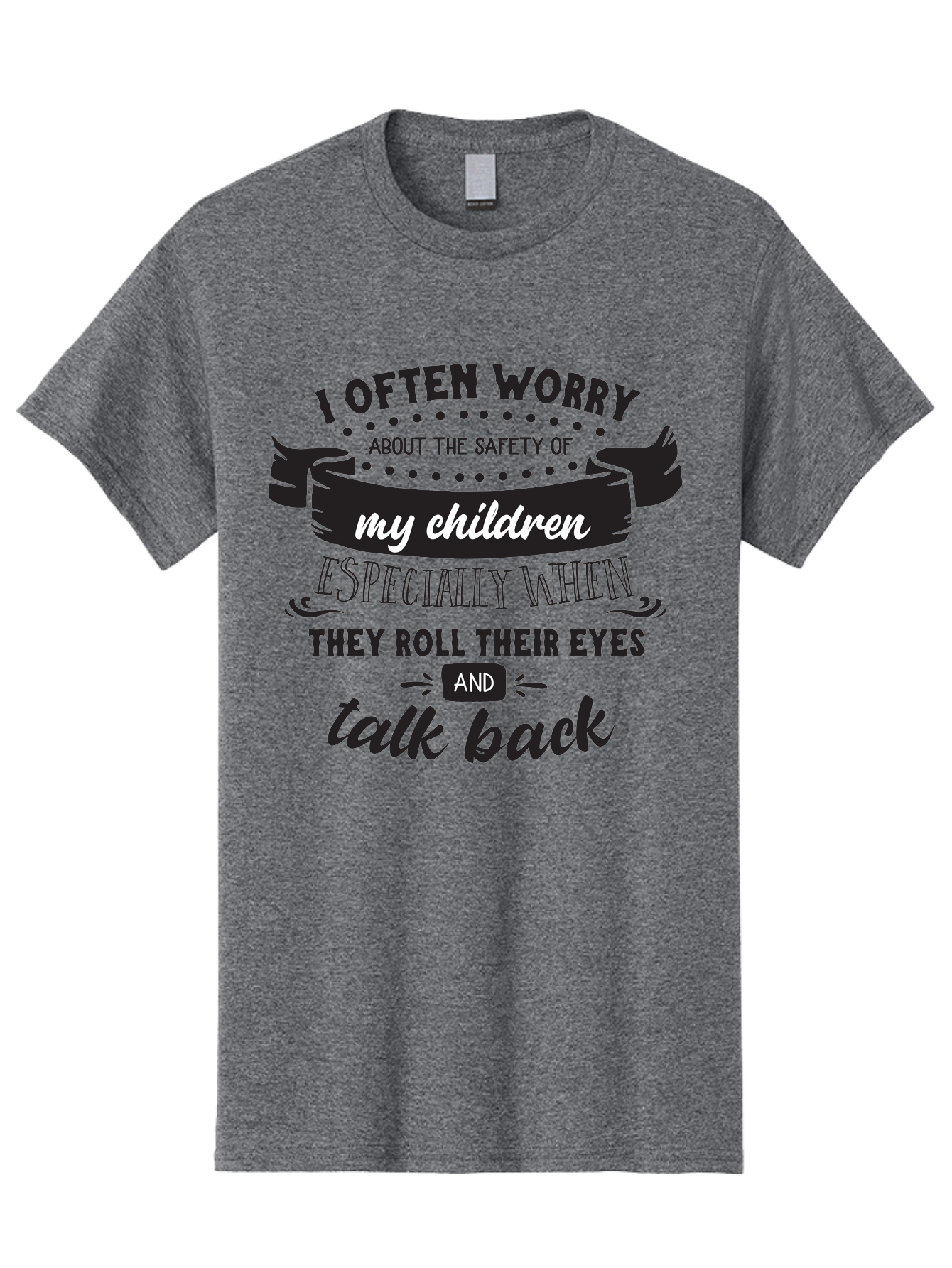 I-Often-Worry-About-The-Safety-Of-My-Children Men'S Graphic Tee, 100% Cotton, Comfortable Casual Summer Wear, Machine Washable, Funny Parenting Quote, Humorous Saying, Kids Backtalk, Sarcastic Humor, Ironic Expression, Playful Design, Aac873