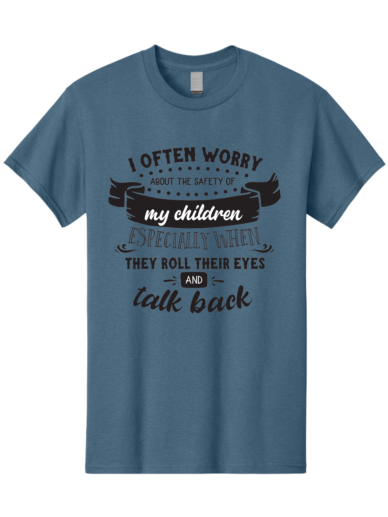 I-Often-Worry-About-The-Safety-Of-My-Children Men'S Graphic Tee, 100% Cotton, Comfortable Casual Summer Wear, Machine Washable, Funny Parenting Quote, Humorous Saying, Kids Backtalk, Sarcastic Humor, Ironic Expression, Playful Design, Aac873
