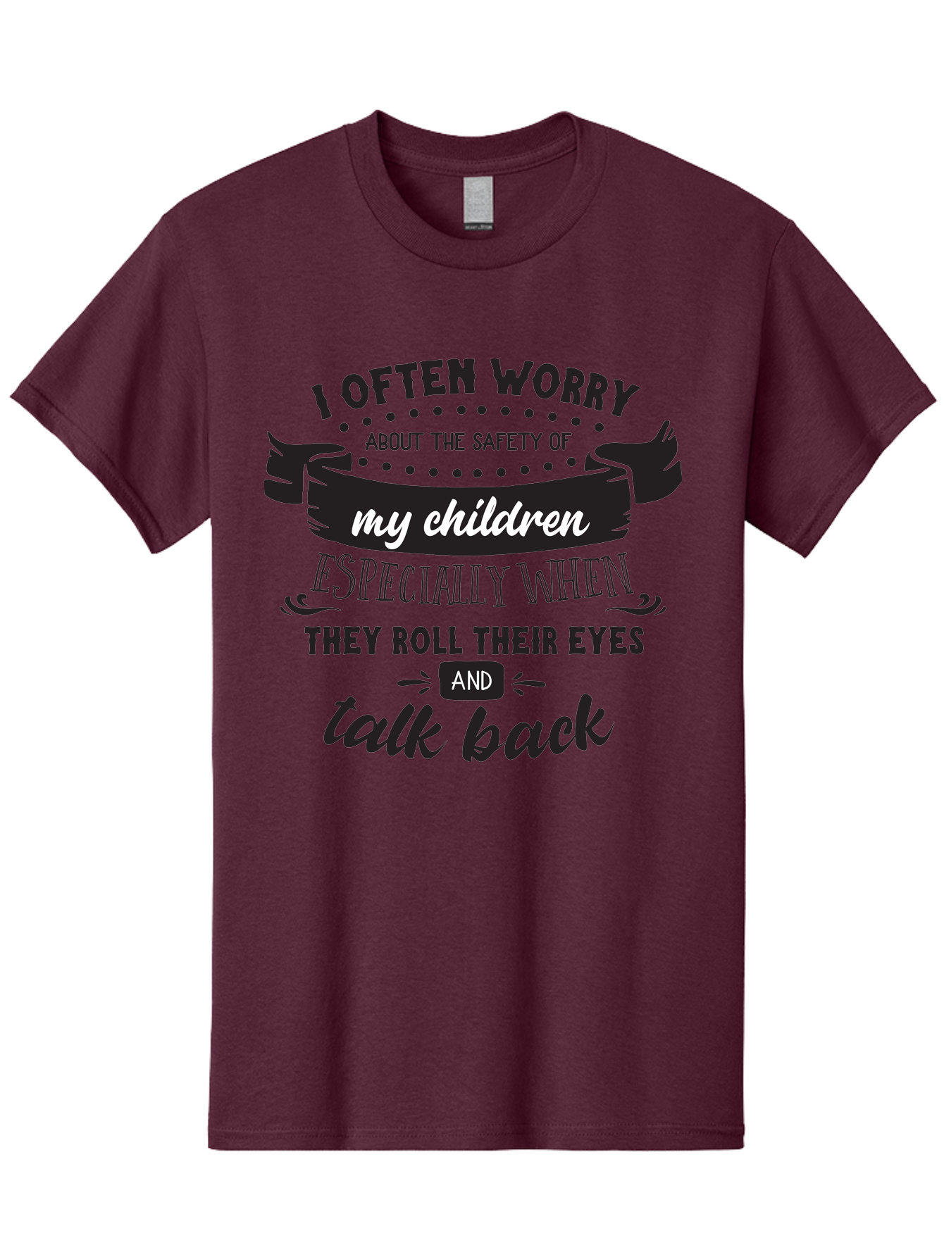 I-Often-Worry-About-The-Safety-Of-My-Children Men'S Graphic Tee, 100% Cotton, Comfortable Casual Summer Wear, Machine Washable, Funny Parenting Quote, Humorous Saying, Kids Backtalk, Sarcastic Humor, Ironic Expression, Playful Design, Aac873