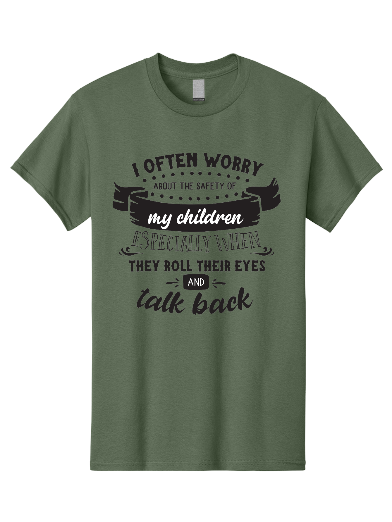 I-Often-Worry-About-The-Safety-Of-My-Children Men'S Graphic Tee, 100% Cotton, Comfortable Casual Summer Wear, Machine Washable, Funny Parenting Quote, Humorous Saying, Kids Backtalk, Sarcastic Humor, Ironic Expression, Playful Design, Aac873