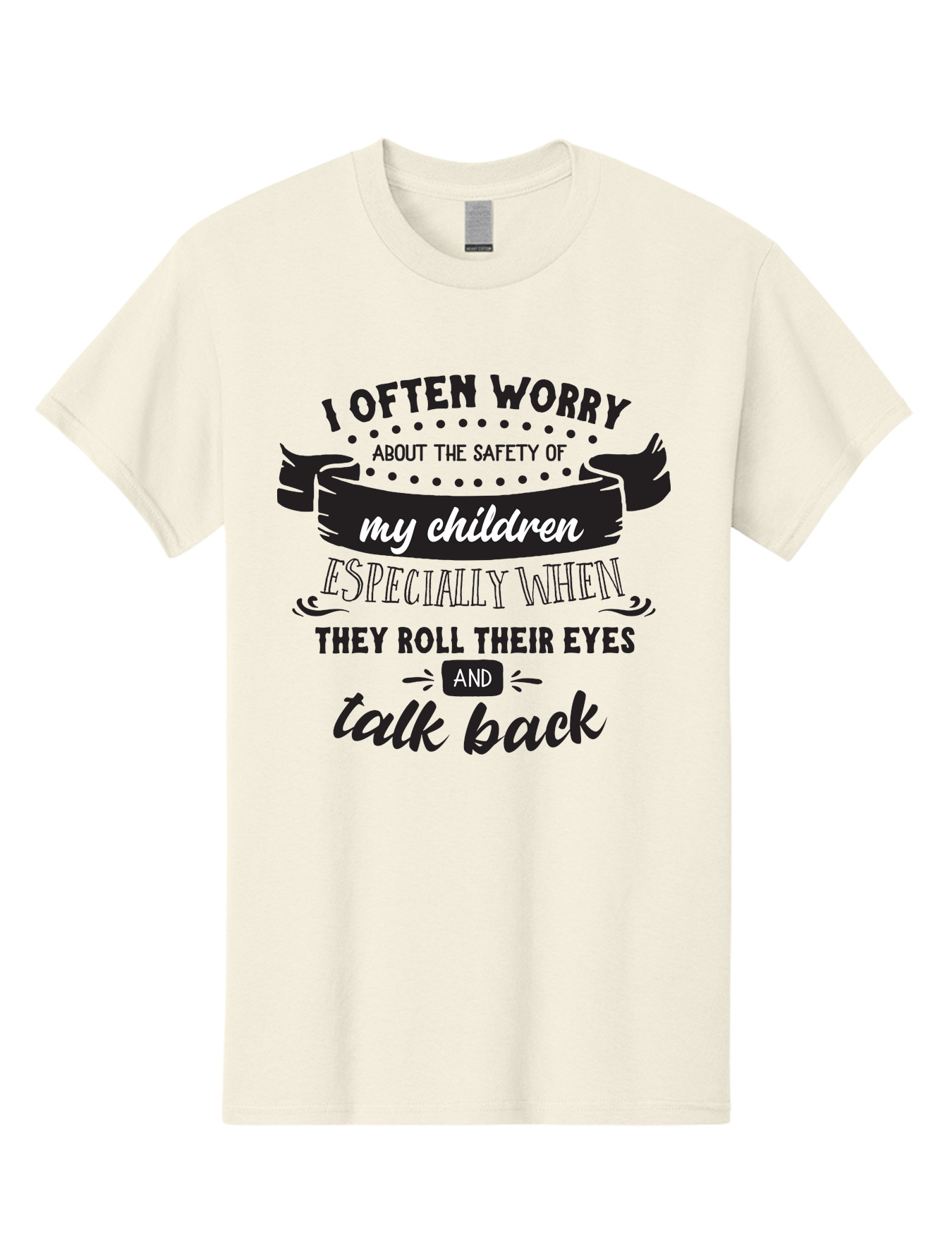 I-Often-Worry-About-The-Safety-Of-My-Children Men'S Graphic Tee, 100% Cotton, Comfortable Casual Summer Wear, Machine Washable, Funny Parenting Quote, Humorous Saying, Kids Backtalk, Sarcastic Humor, Ironic Expression, Playful Design, Aac873