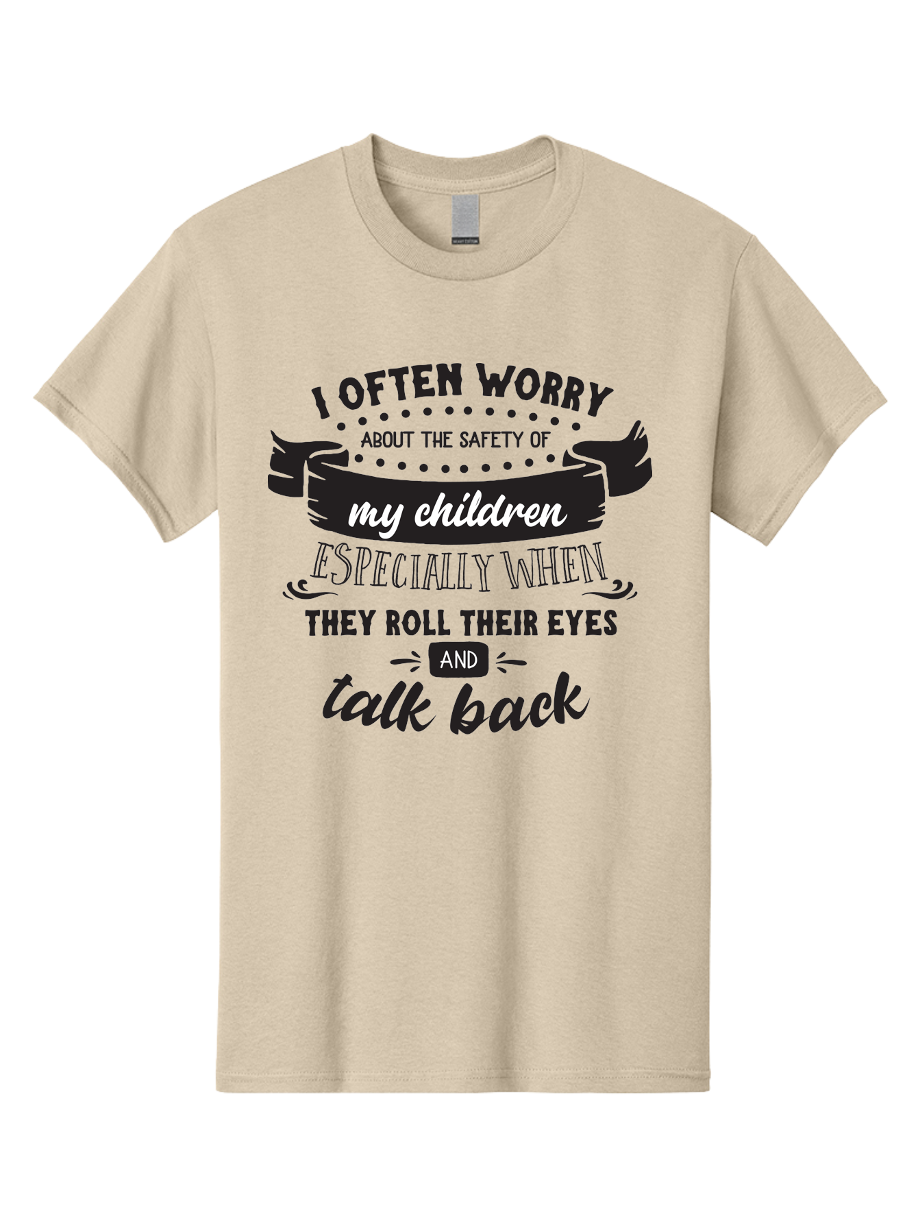 I-Often-Worry-About-The-Safety-Of-My-Children Men'S Graphic Tee, 100% Cotton, Comfortable Casual Summer Wear, Machine Washable, Funny Parenting Quote, Humorous Saying, Kids Backtalk, Sarcastic Humor, Ironic Expression, Playful Design, Aac873
