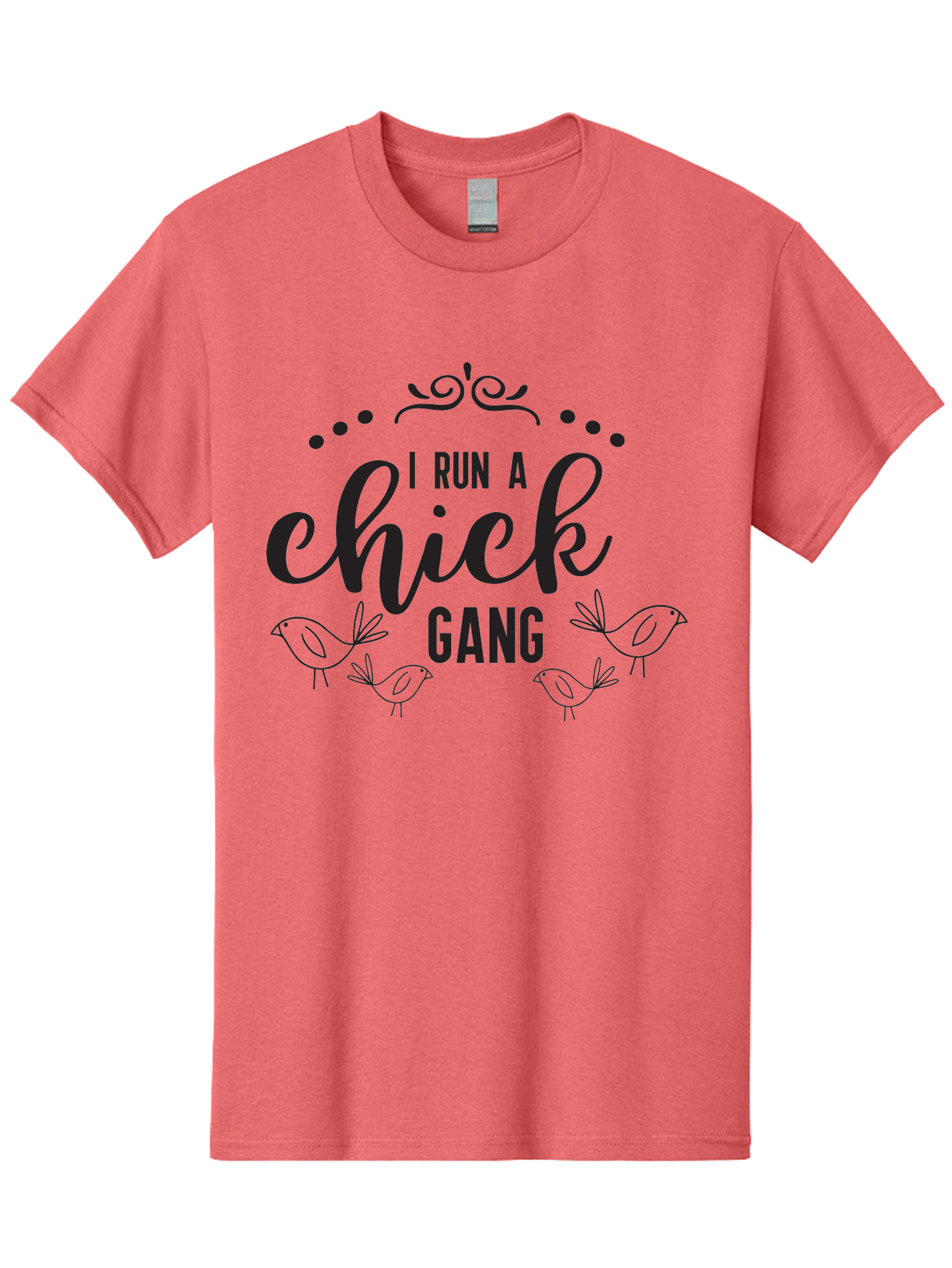 I-Run-A-Chick-Gang Men'S Graphic Tee, 100% Cotton, Comfortable Casual Summer Wear, Machine Washable, Funny Chicken Sayings, Cute Bird Quotes, Humorous Farm Phrases, Trendy Chicken Graphics, Farm Humor, Chicken Lover Gifts, Poultry Puns Aac875
