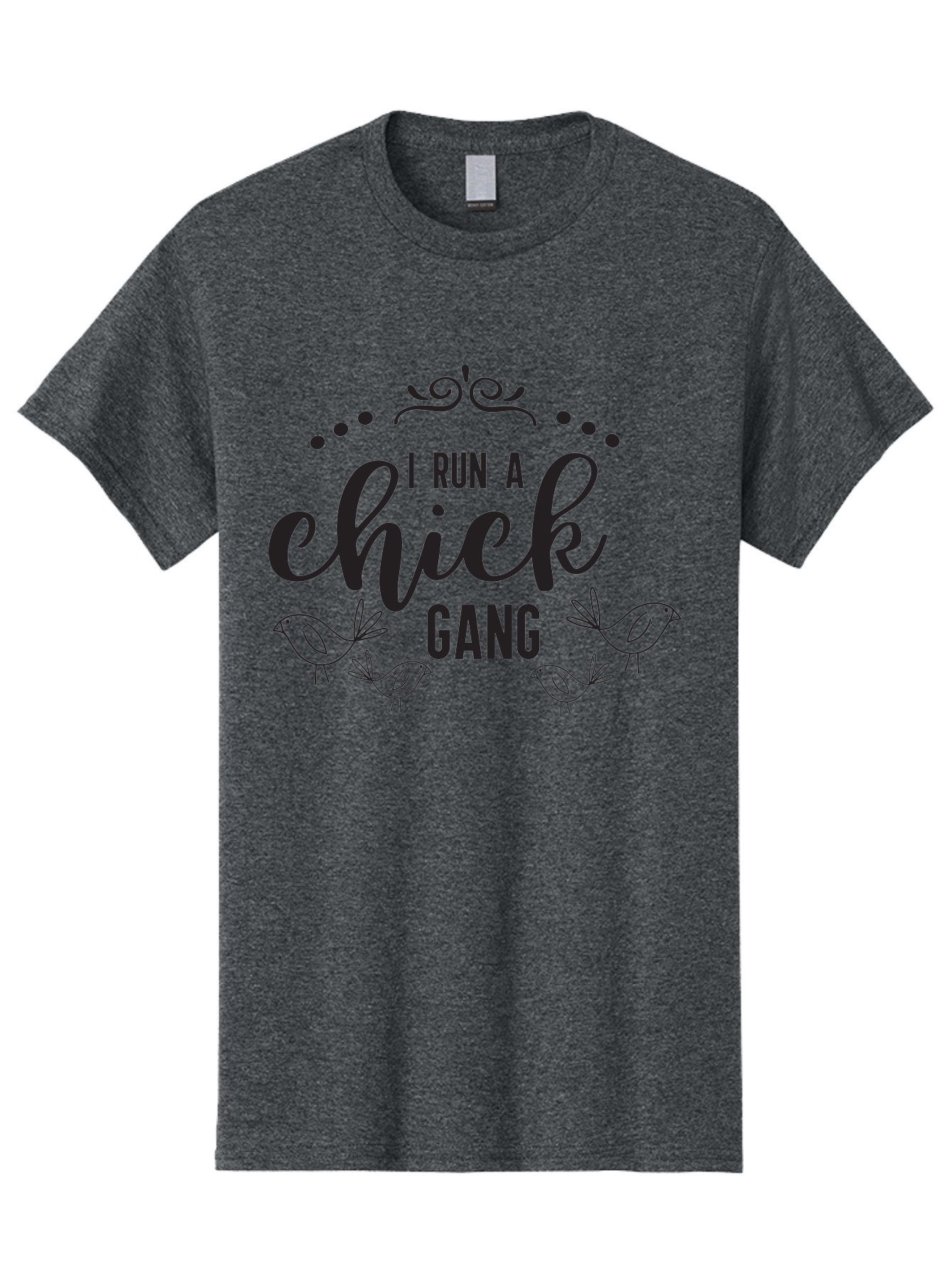 I-Run-A-Chick-Gang Men'S Graphic Tee, 100% Cotton, Comfortable Casual Summer Wear, Machine Washable, Funny Chicken Sayings, Cute Bird Quotes, Humorous Farm Phrases, Trendy Chicken Graphics, Farm Humor, Chicken Lover Gifts, Poultry Puns Aac875