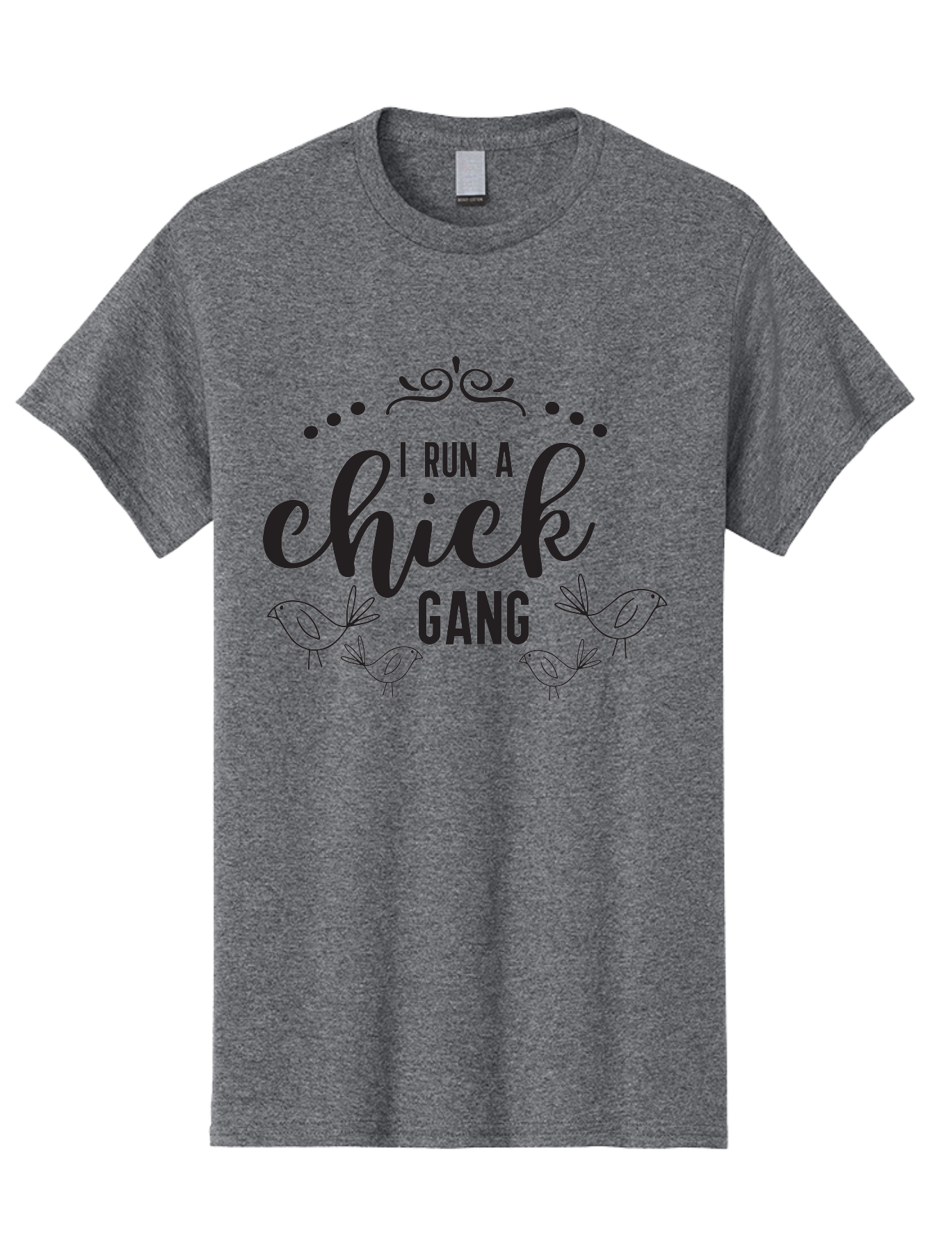 I-Run-A-Chick-Gang Men'S Graphic Tee, 100% Cotton, Comfortable Casual Summer Wear, Machine Washable, Funny Chicken Sayings, Cute Bird Quotes, Humorous Farm Phrases, Trendy Chicken Graphics, Farm Humor, Chicken Lover Gifts, Poultry Puns Aac875