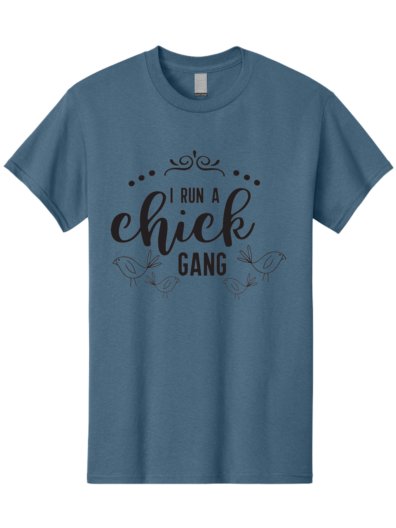 I-Run-A-Chick-Gang Men'S Graphic Tee, 100% Cotton, Comfortable Casual Summer Wear, Machine Washable, Funny Chicken Sayings, Cute Bird Quotes, Humorous Farm Phrases, Trendy Chicken Graphics, Farm Humor, Chicken Lover Gifts, Poultry Puns Aac875