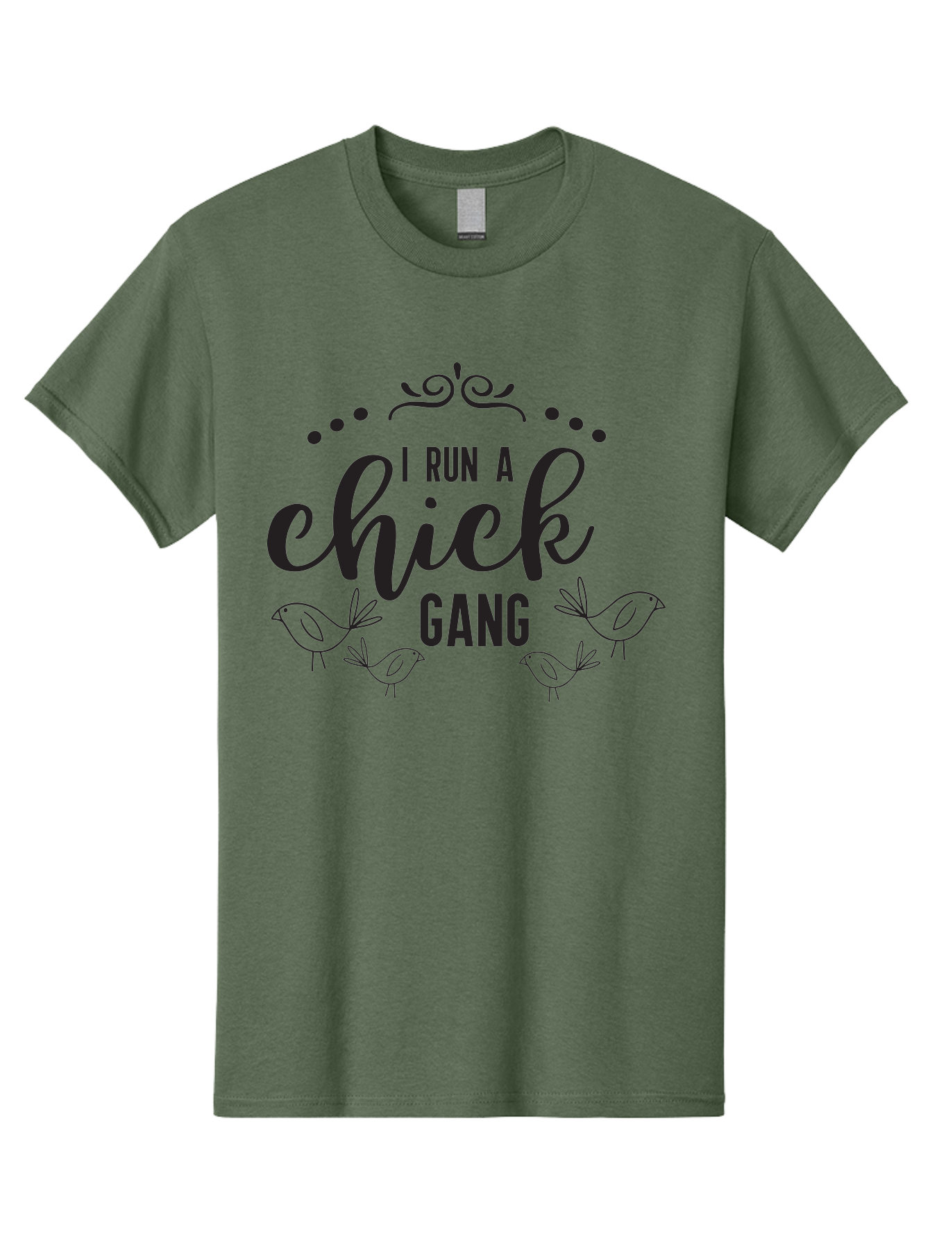 I-Run-A-Chick-Gang Men'S Graphic Tee, 100% Cotton, Comfortable Casual Summer Wear, Machine Washable, Funny Chicken Sayings, Cute Bird Quotes, Humorous Farm Phrases, Trendy Chicken Graphics, Farm Humor, Chicken Lover Gifts, Poultry Puns Aac875