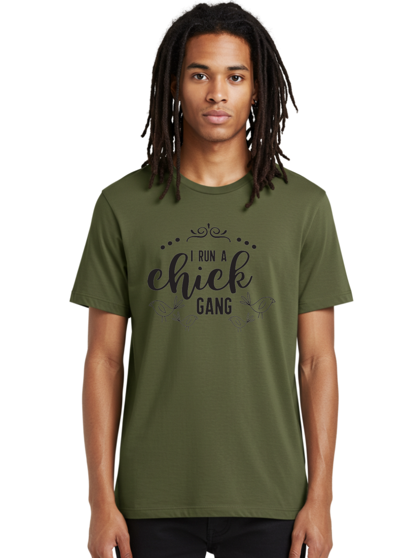 I-Run-A-Chick-Gang Men'S Graphic Tee, 100% Cotton, Comfortable Casual Summer Wear, Machine Washable, Funny Chicken Sayings, Cute Bird Quotes, Humorous Farm Phrases, Trendy Chicken Graphics, Farm Humor, Chicken Lover Gifts, Poultry Puns Aac875
