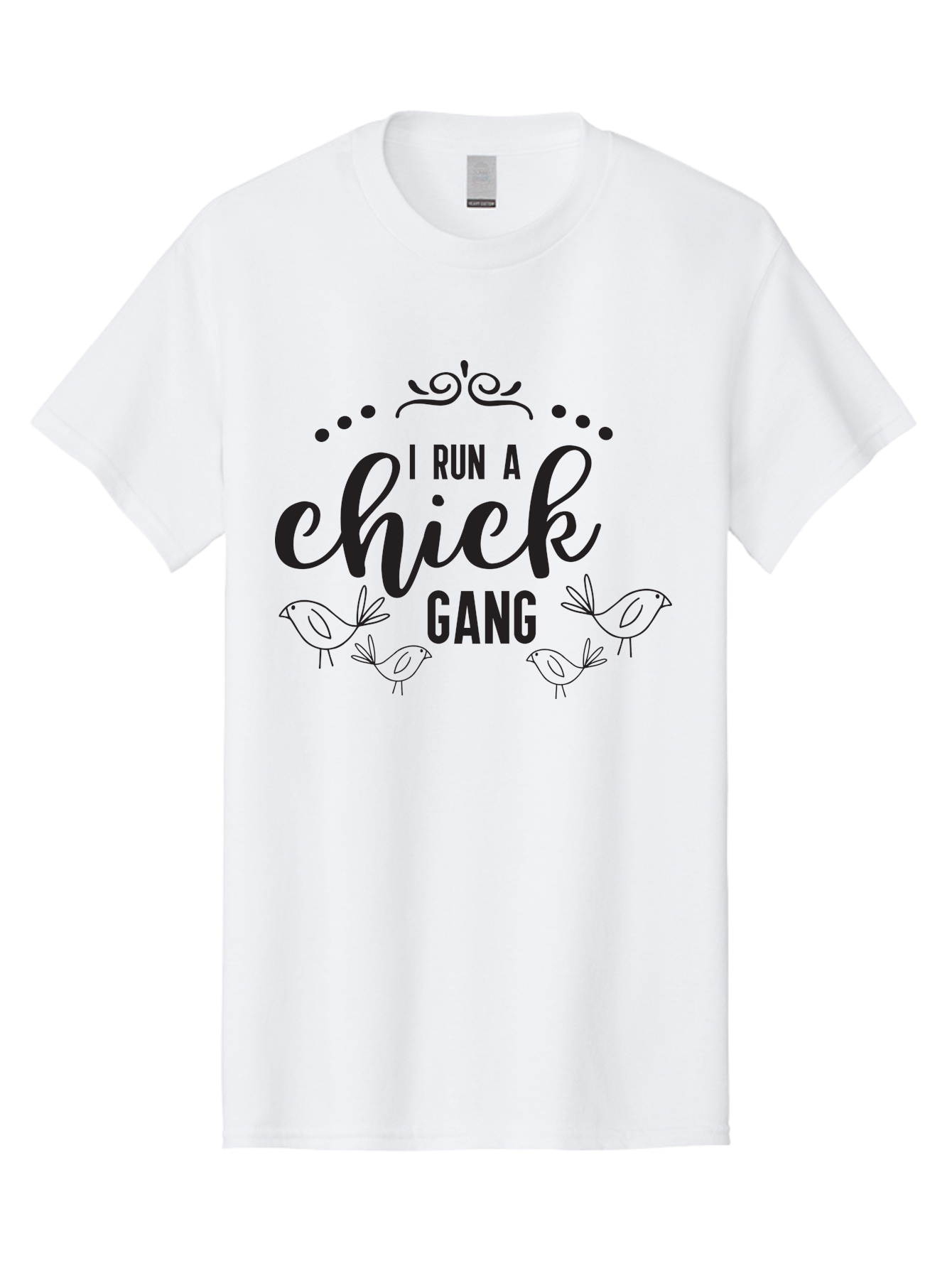 I-Run-A-Chick-Gang Men'S Graphic Tee, 100% Cotton, Comfortable Casual Summer Wear, Machine Washable, Funny Chicken Sayings, Cute Bird Quotes, Humorous Farm Phrases, Trendy Chicken Graphics, Farm Humor, Chicken Lover Gifts, Poultry Puns Aac875